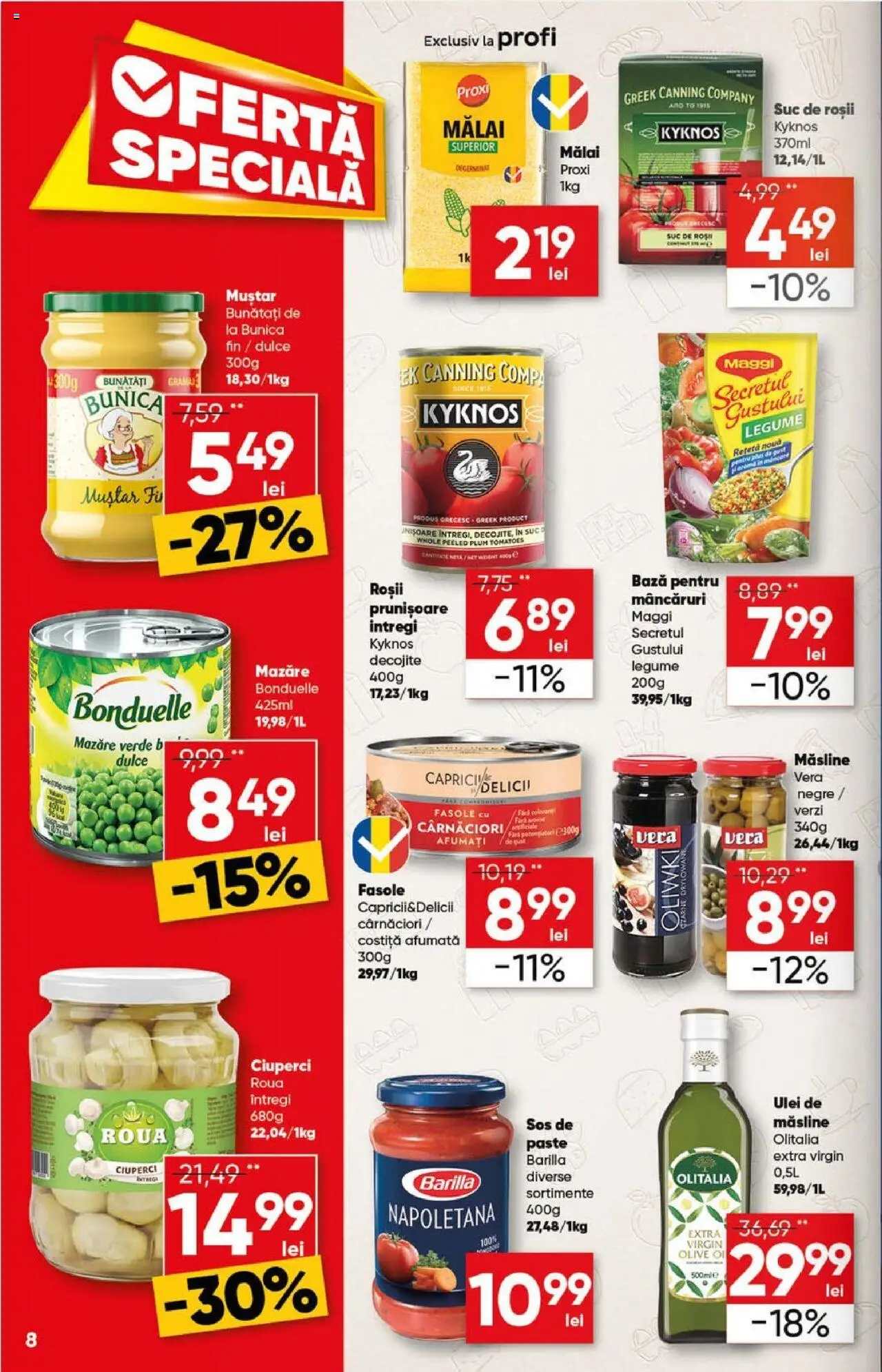 Noul catalog Profi – valabil de la 15.10.2025 | Pagină: 8 | Produse: Mazăre, Măsline, Mălai, Legume