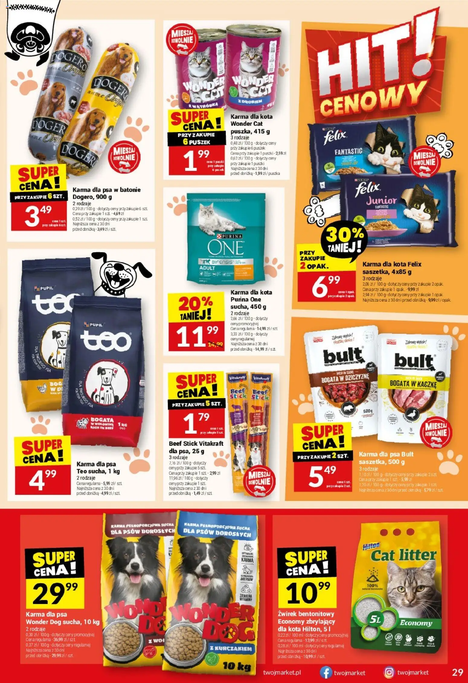 Twój Market Gazetka od 21.01.2026 | Strona: 29 | Produkty: Wątróbka, Karma dla kota, Karma dla psa, Żwirek bentonitowy