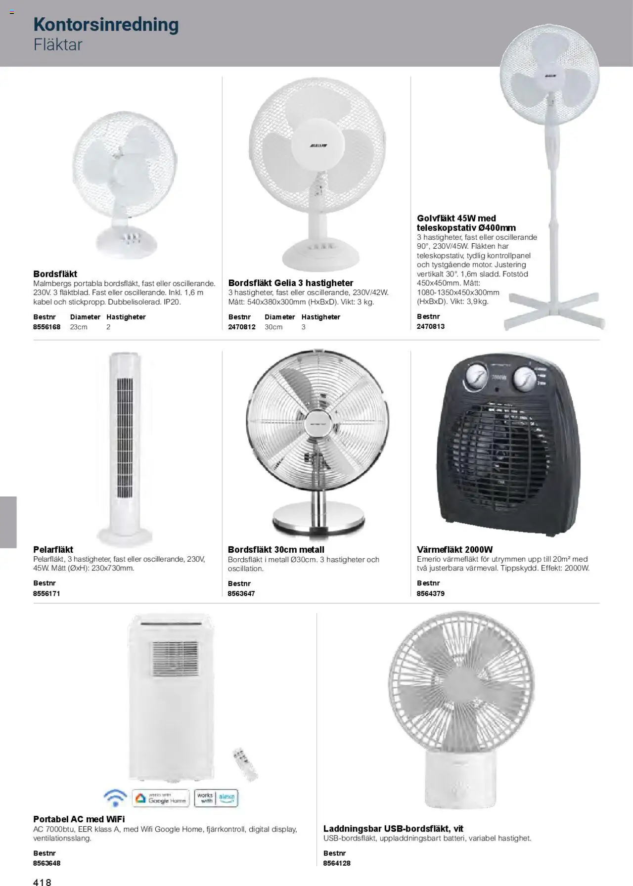 Office Depot reklamblad aktuell från 01.02.2025 | Sida: 420 | Produkter: Golvfläkt, Pelarfläkt, Kabel, Wifi