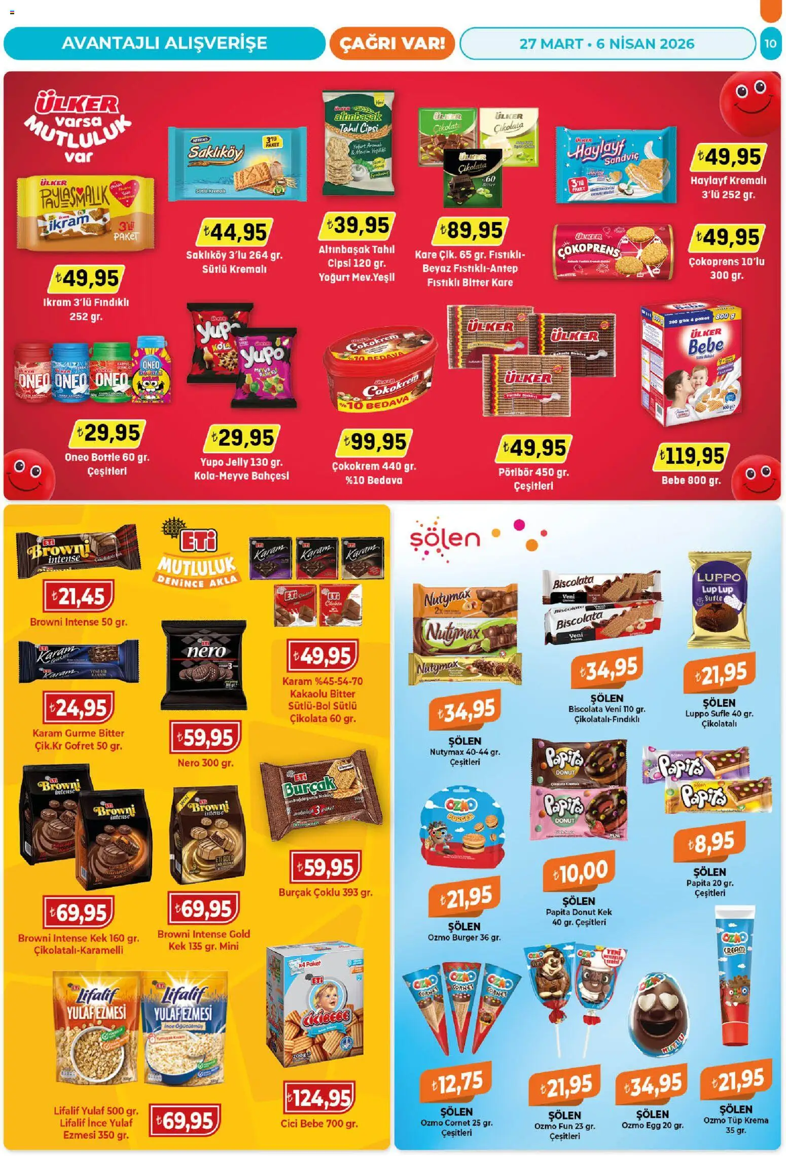 Çağrı Market Katalog - 27.03.2026 tarihinden itibaren geçerlidir | Sayfa: 10 | Ürünler: Yoğurt, Çikolata, Krema, Tahıl