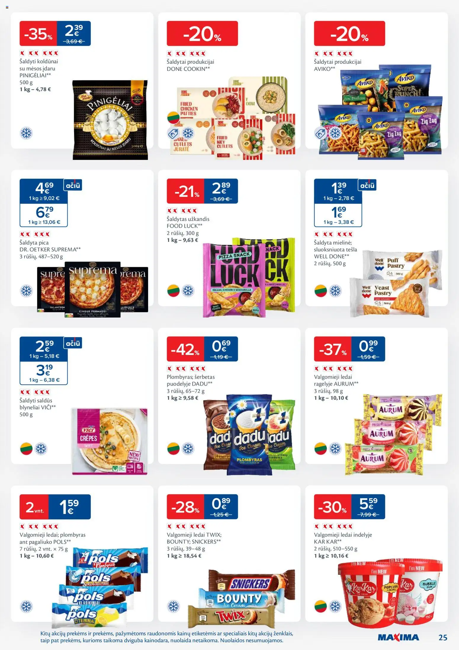 MAXIMA akcijos nuo 04.11.2025 | Puslapis: 25 | Prekių: Ledai, Plombyras, Pica, Valgomieji ledai