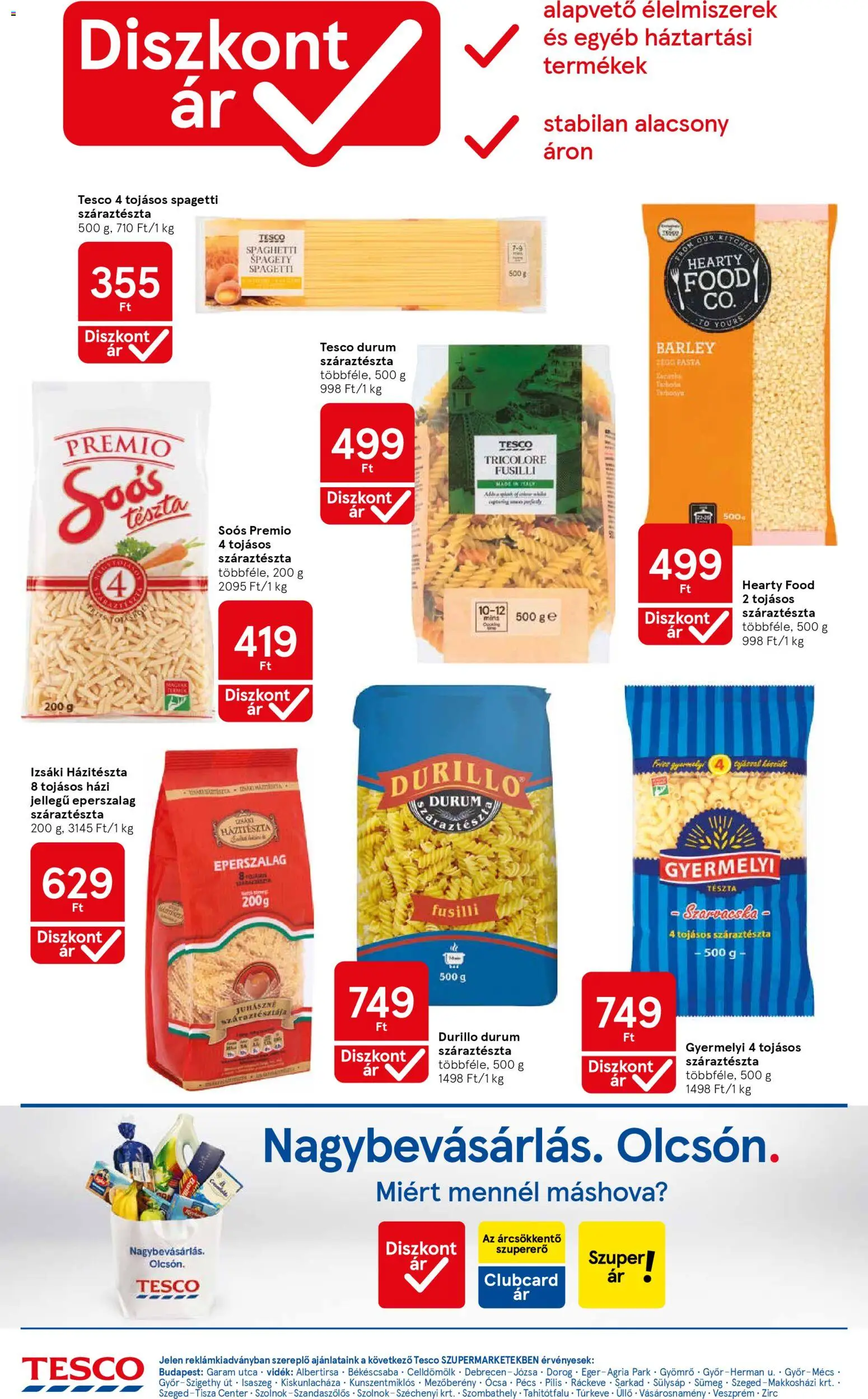 Tesco akciós ujság - amely érvényes a következő dátumtól: 15.01.2026 | Oldal: 4 | Termékek: Spagetti, Tarhonya, Tészta, Száraztészta
