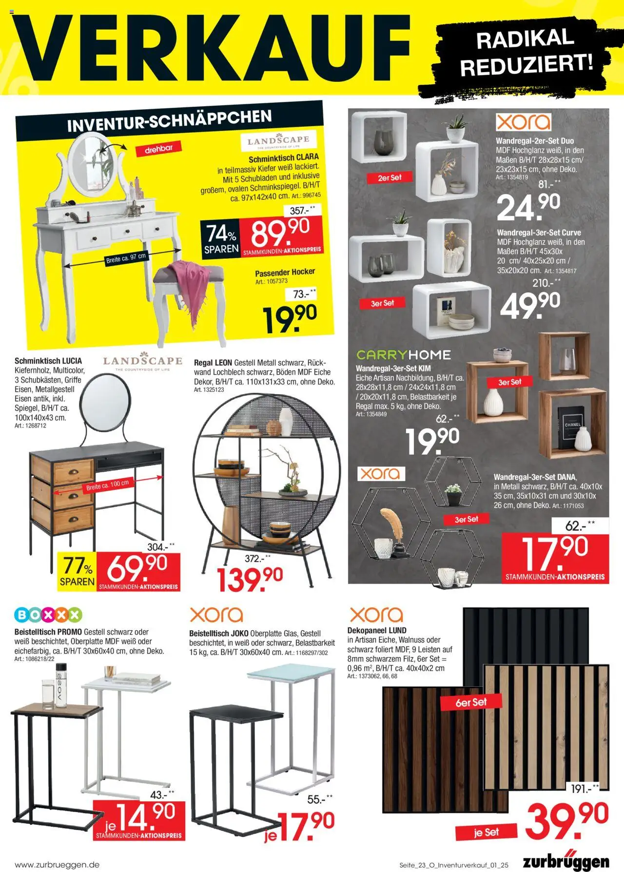 Zurbrüggen Inventurverkauf - gültig ab dem 04.08.2025 | Seite: 25 | Produkte: Hocker, Beistelltisch, Regal, Schminktisch