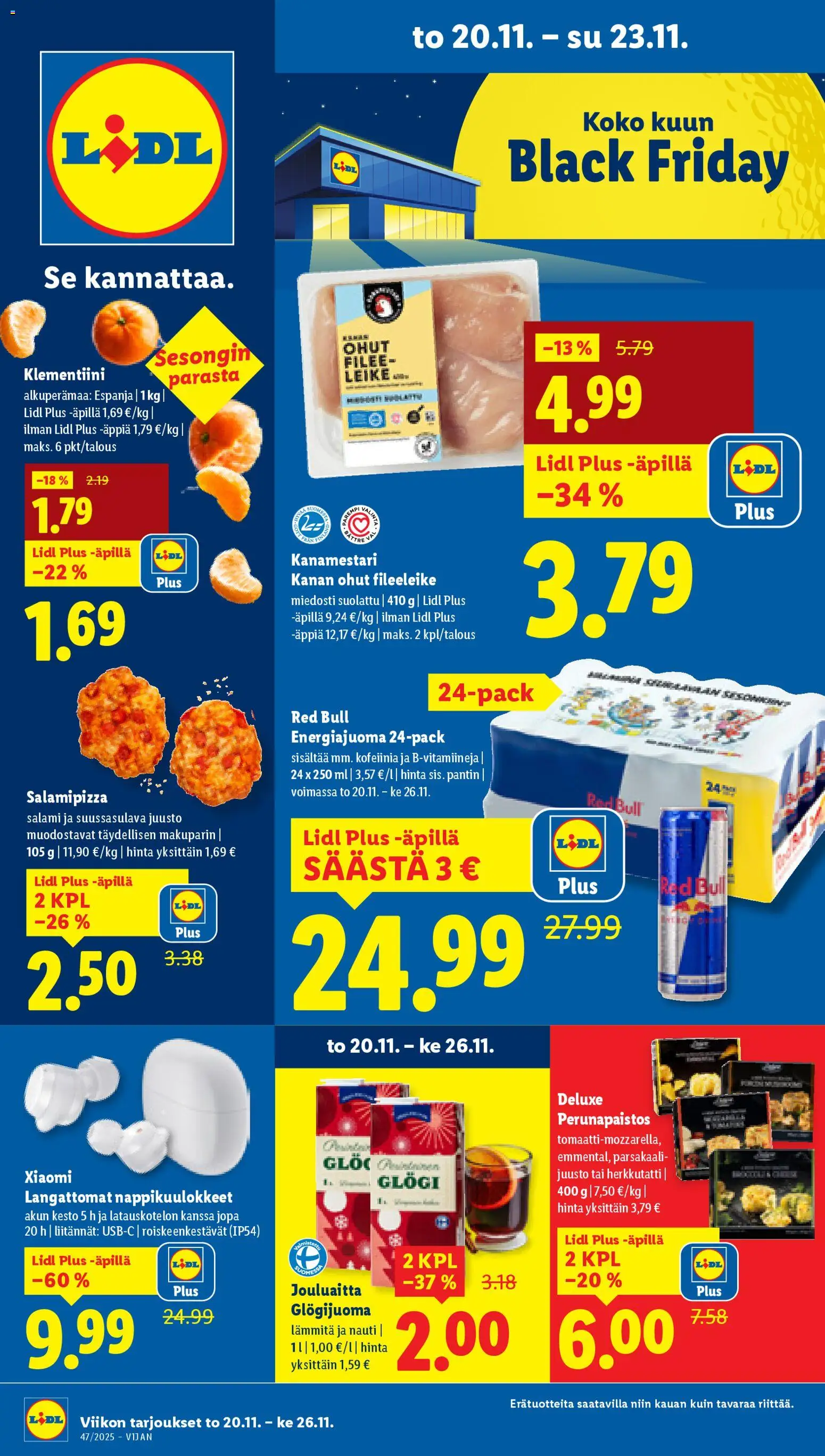 Lidl - Black Friday – voimassa 20.11.2025 alkaen | Sivu: 1 | Tuotteet: Parsakaali, Klementiini, Juusto, Salami