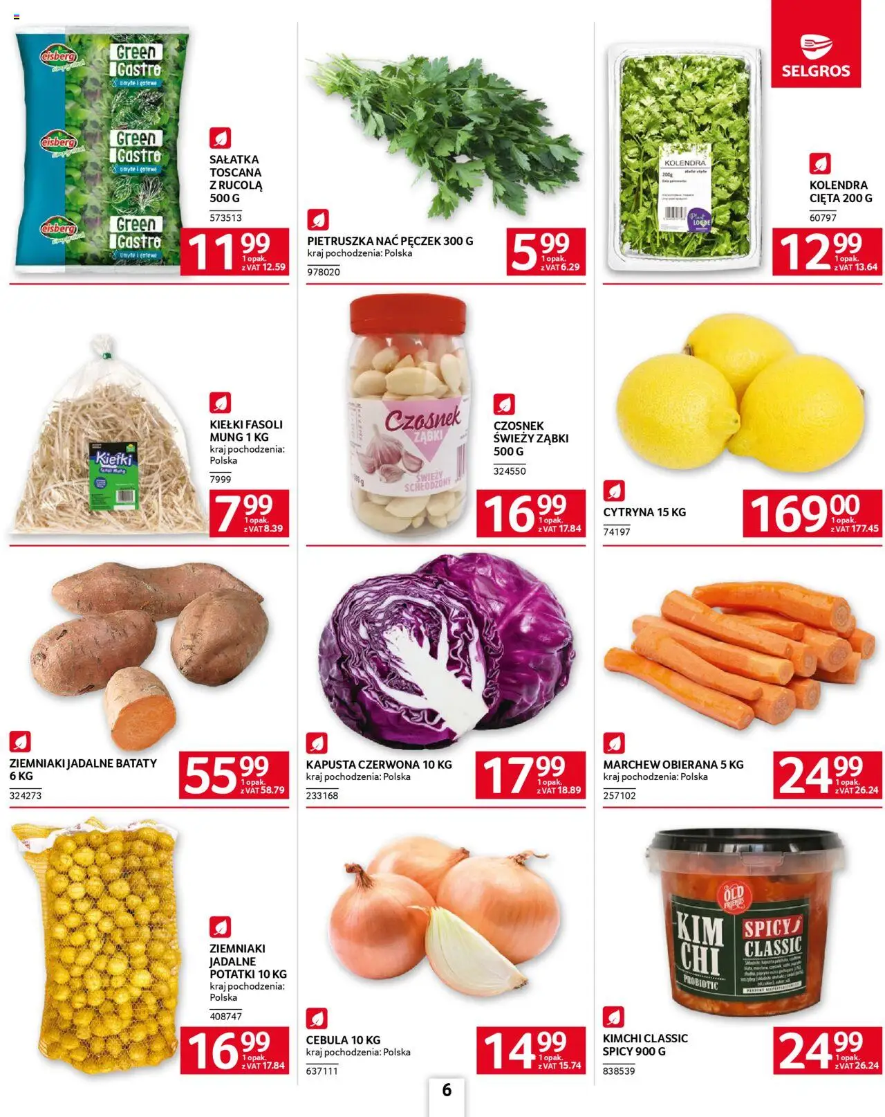 Selgros cash&carry Gazetka - Oferta dla gastronomii od 28.08.2025 | Strona: 6 | Produkty: Kapusta, Pietruszka, Sałatka, Ziemniaki