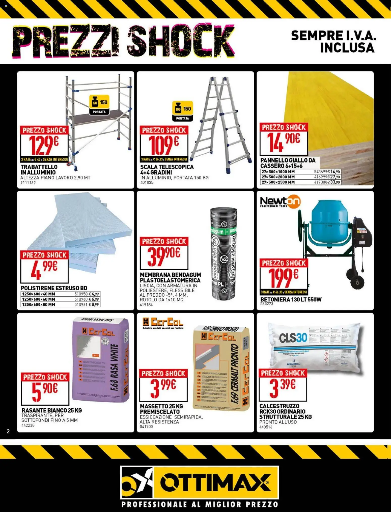 Volantino Ottimax del 09.04.2026 | Pagina: 2 | Prodotti: Scala, Betoniera, Alluminio