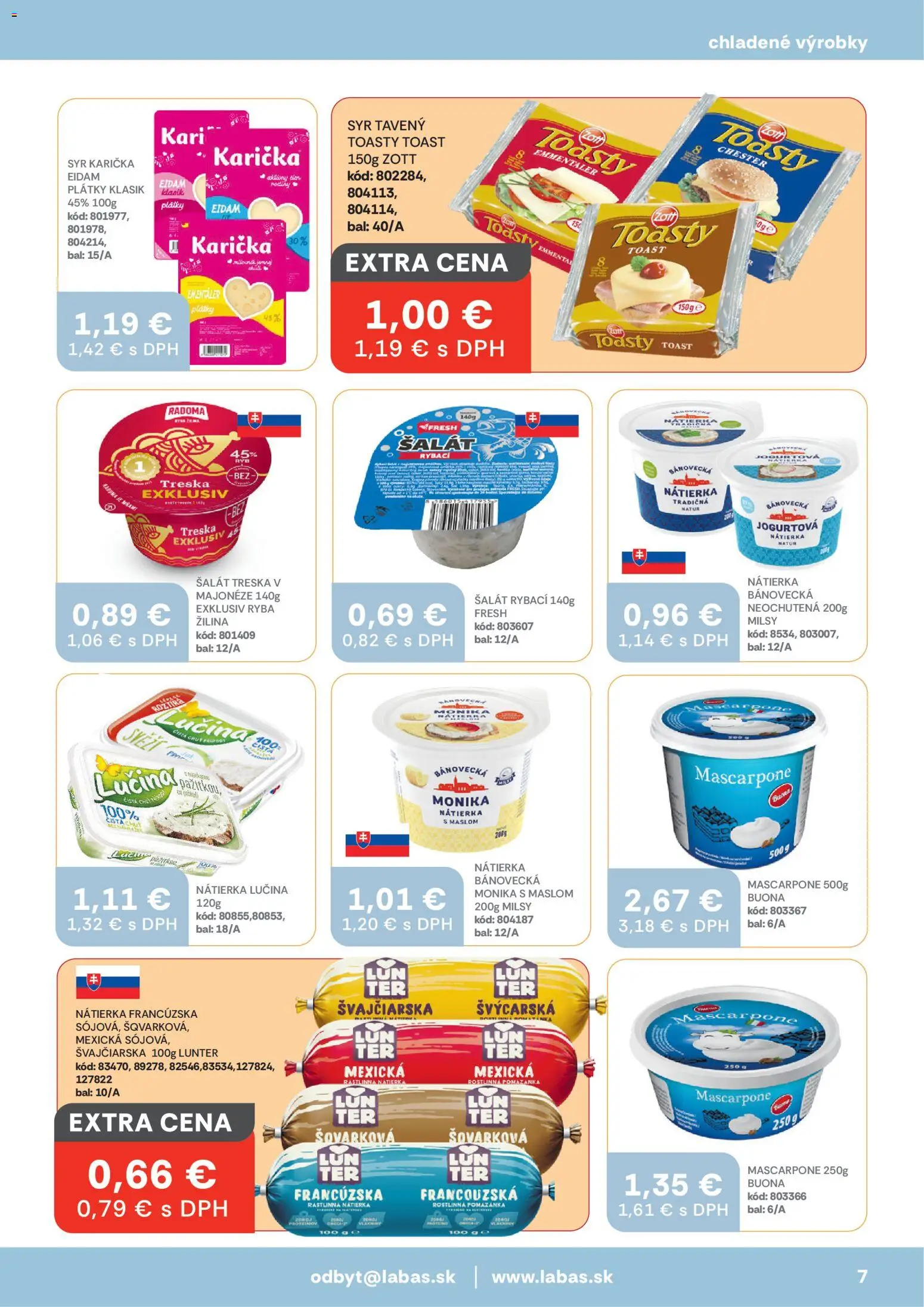 Nové Labaš akcie – leták je platný od 27.03.2026 | Strana: 7 | Produkty: Eidam, Ryba, Šalát, Treska