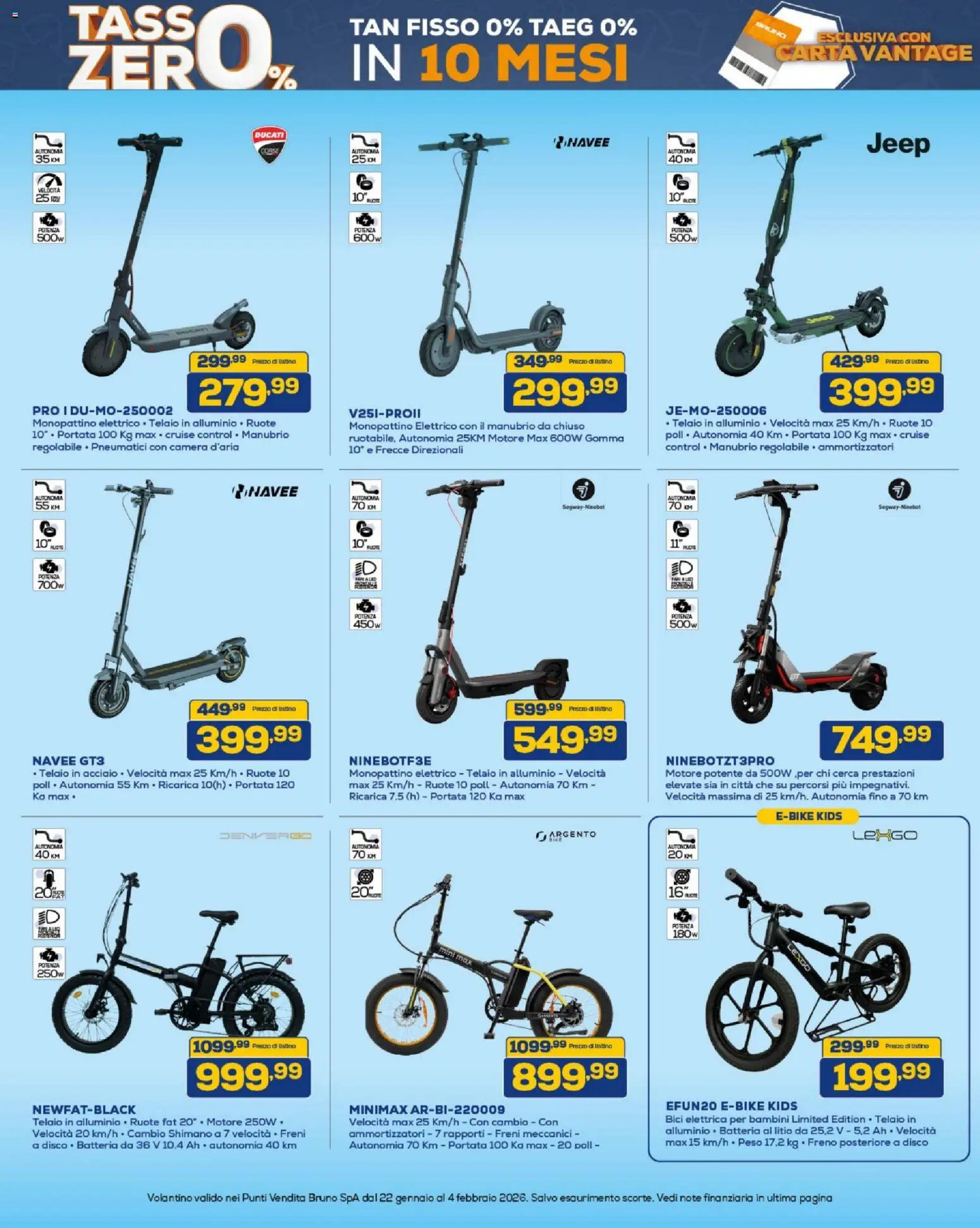 Volantino BRUNO del 22.01.2026 | Pagina: 14 | Prodotti: Disco, Alluminio, Bici elettrica, Batteria