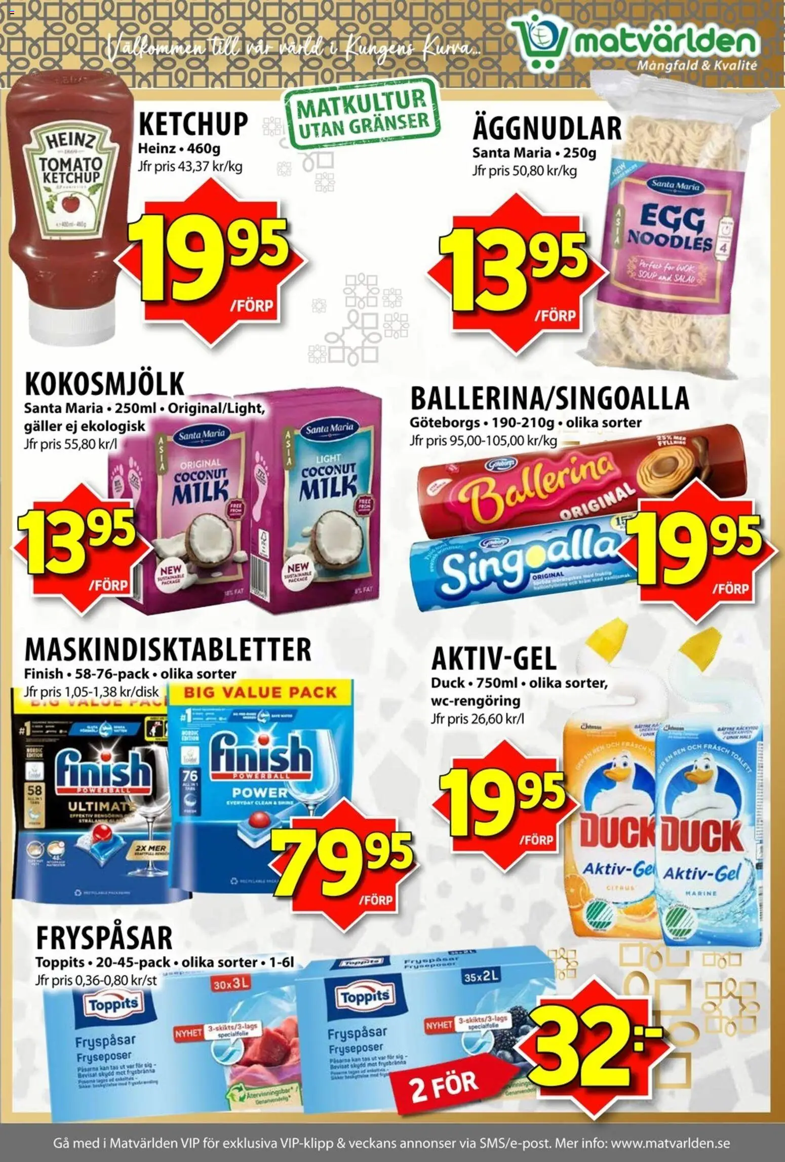 Matvärlden reklamblad aktuell från 26.01.2026 | Sida: 2 | Produkter: Ballerina, Singoalla, Öl, Ketchup