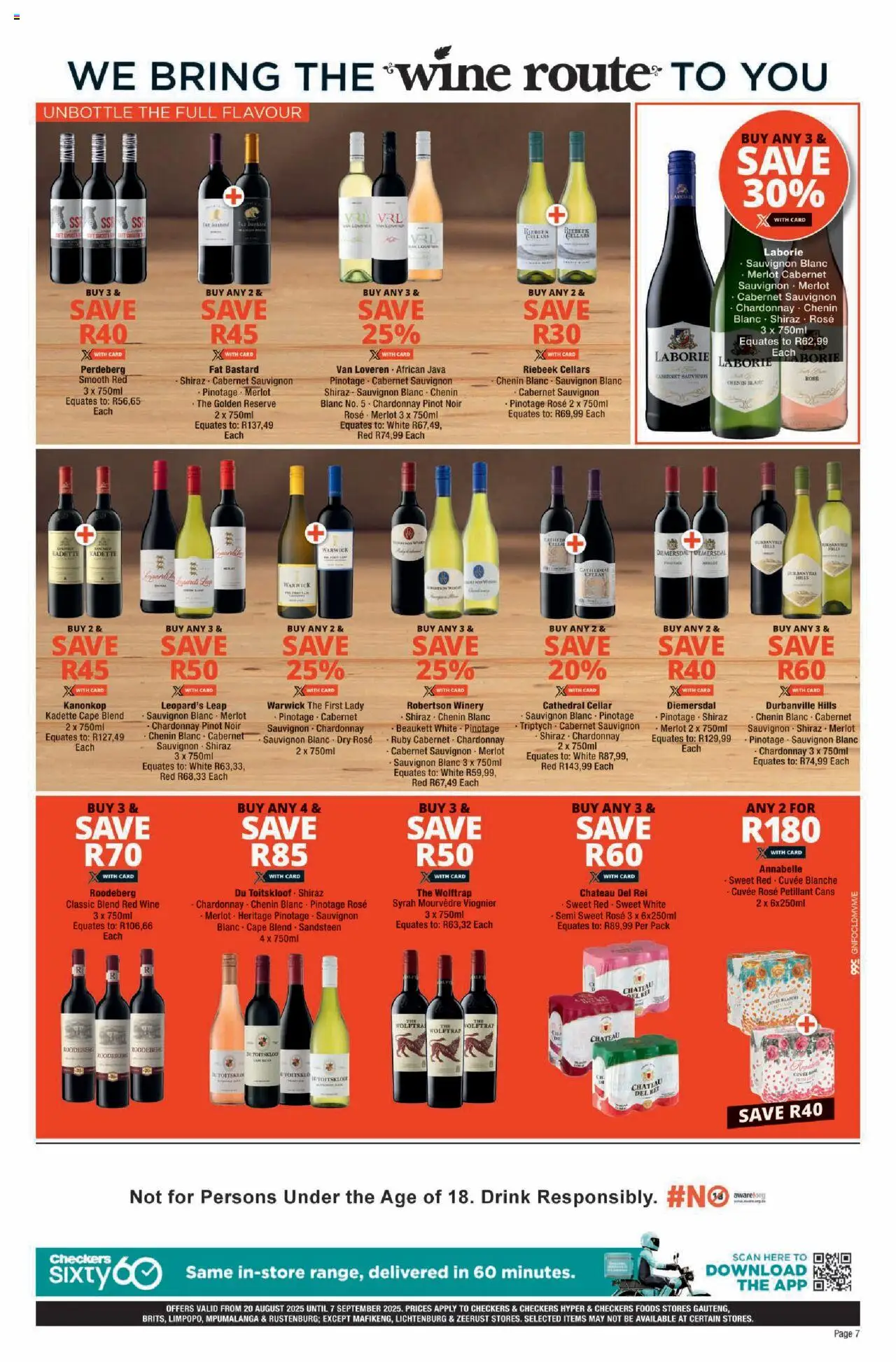 Checkers Gauteng - August Month-End Promotion │ valid from 20.08.2025 | Page: 7 | Products: Wine