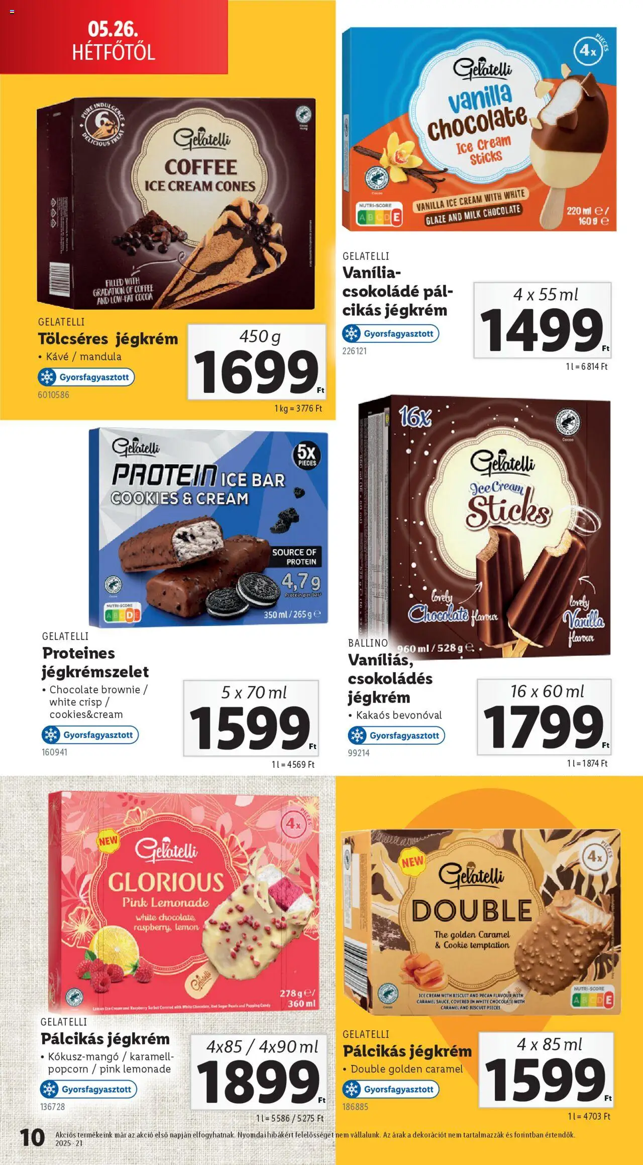 Lidl akciós ujság - amely érvényes a következő dátumtól: 26.05.2025 | Oldal: 10 | Termékek: Protein, Popcorn, Kávé, Jégkrém