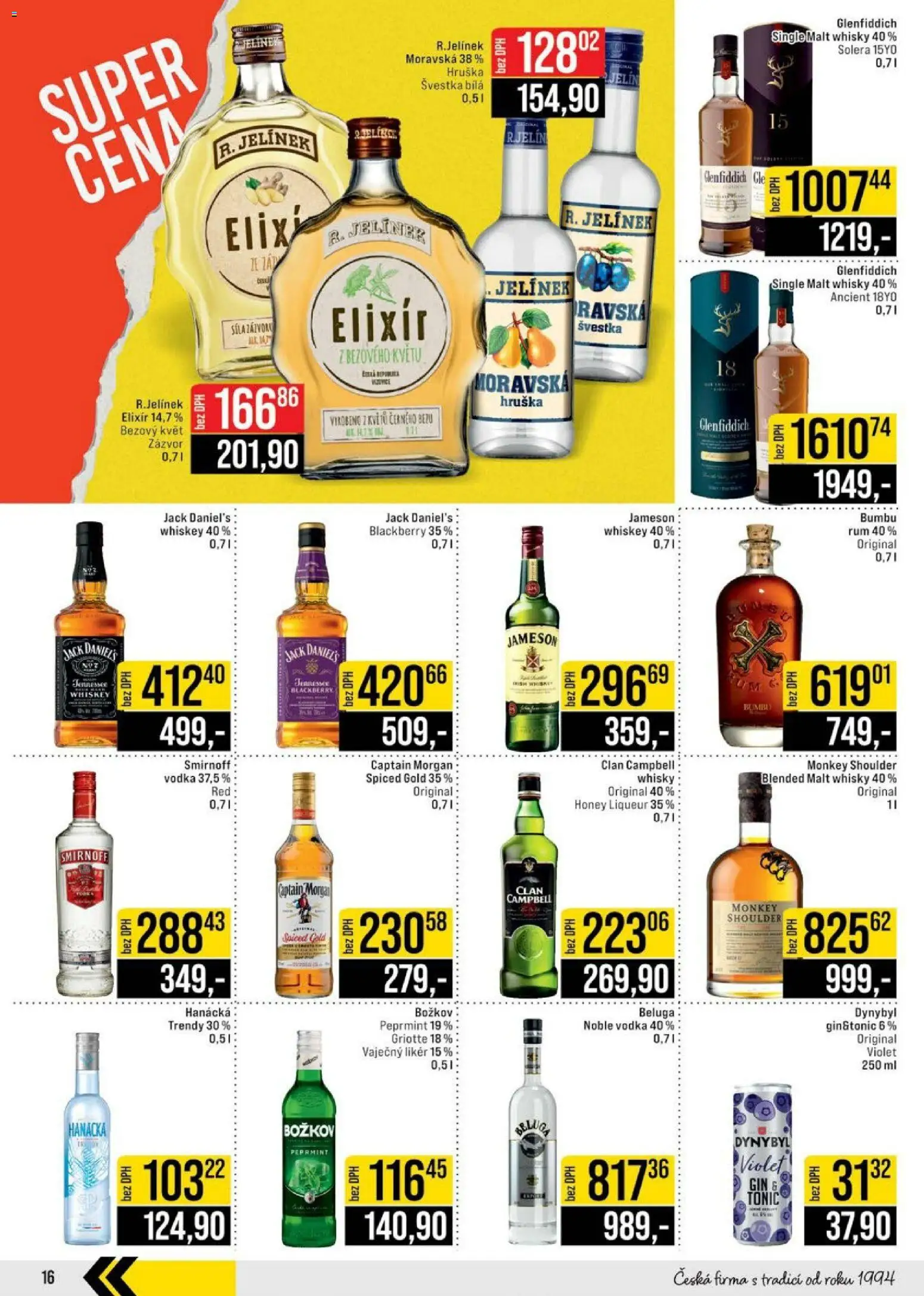 Jip leták - Cash & Carry od 21.01.2026 | Strana: 16 | Produkty: Rum, Whisky, Jack Daniel’s, Captain Morgan