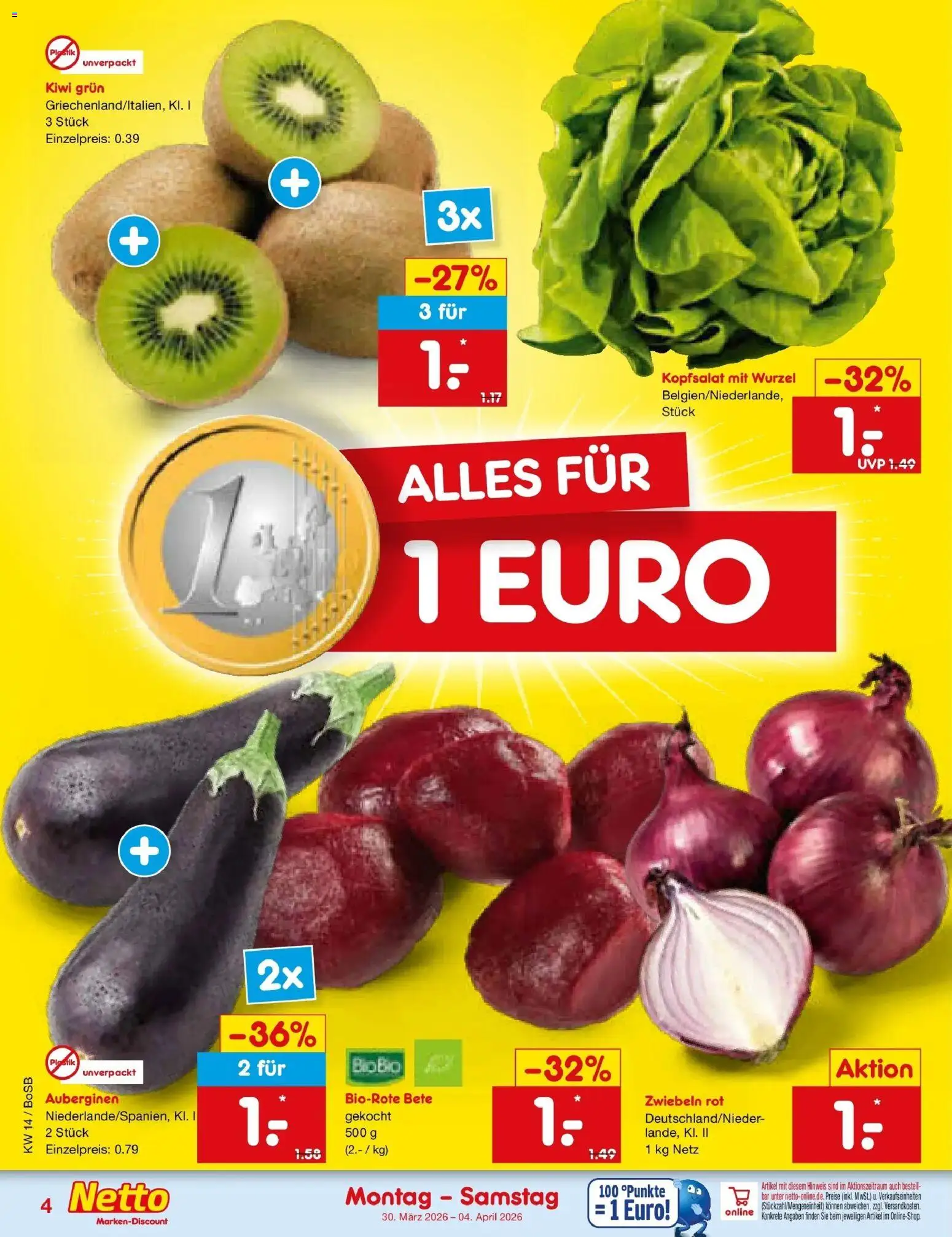 Netto Marken-Discount Prospekt Stadtlohn	 – gültig ab 30.03.2026 | Seite: 4 | Produkte: Zwiebeln, Kiwi