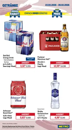 Metro Prospekt 	 ab 23.02.2026 gültig | Seite: 14 | Produkte: Red bull, Energy, Wodka gorbatschow, Paulaner