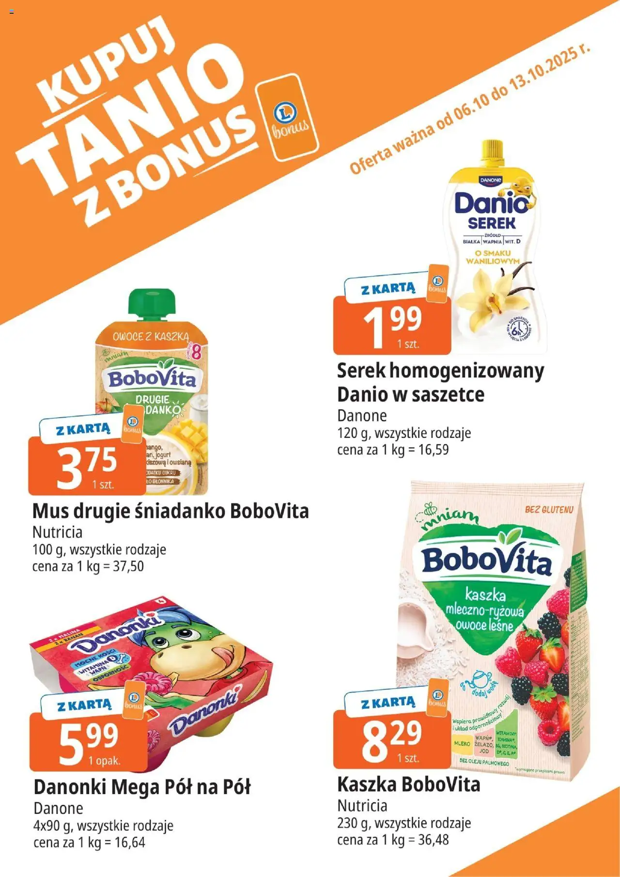 E.Leclerc Gazetka - Elbląg kupony dodatkowe od 06.10.2025 | Strona: 10 | Produkty: Karta, Serek, Jogurt, Owoce