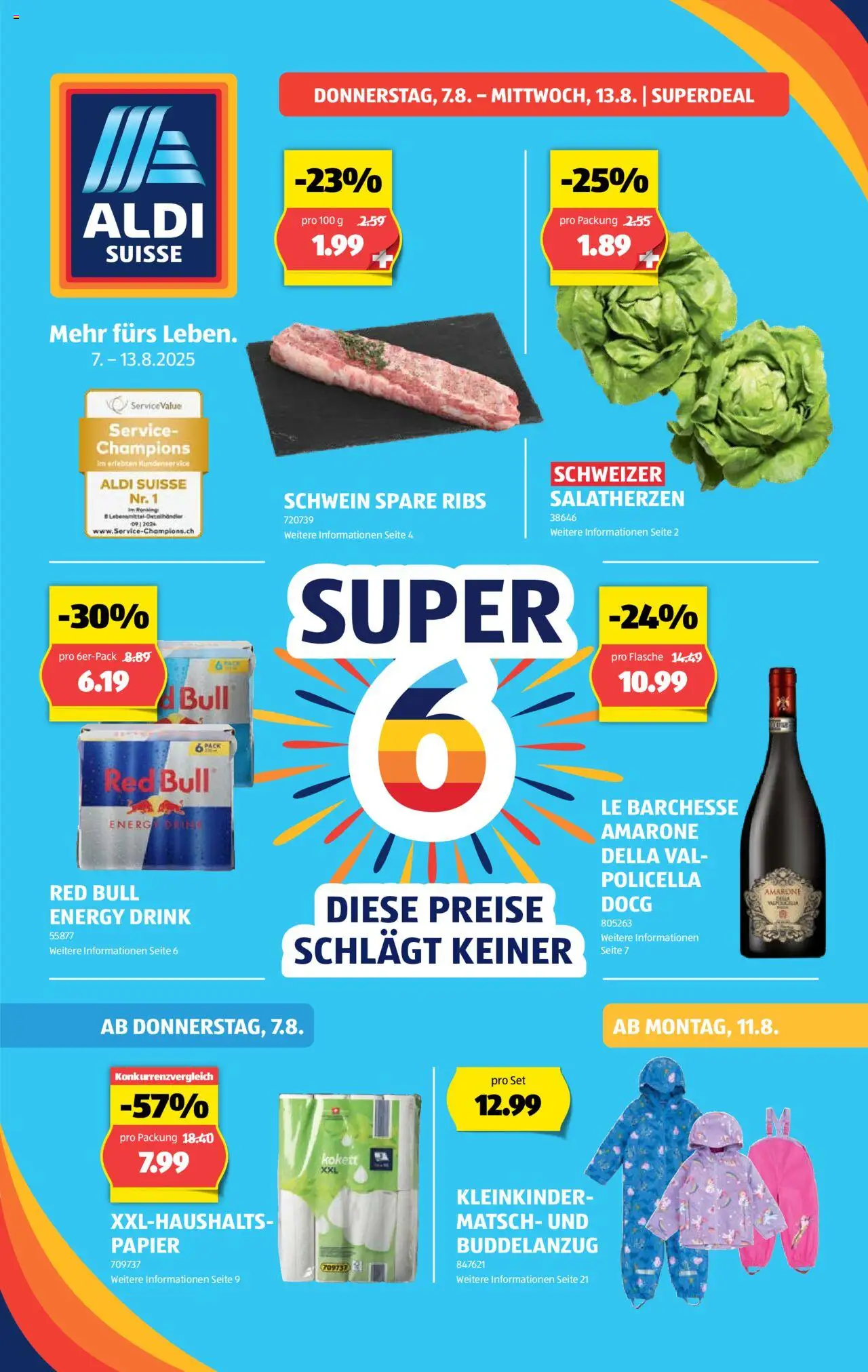 Aldi Aktionen ab 07.08.2025 | Seite: 1 | Produkte: Red bull, Spare Ribs