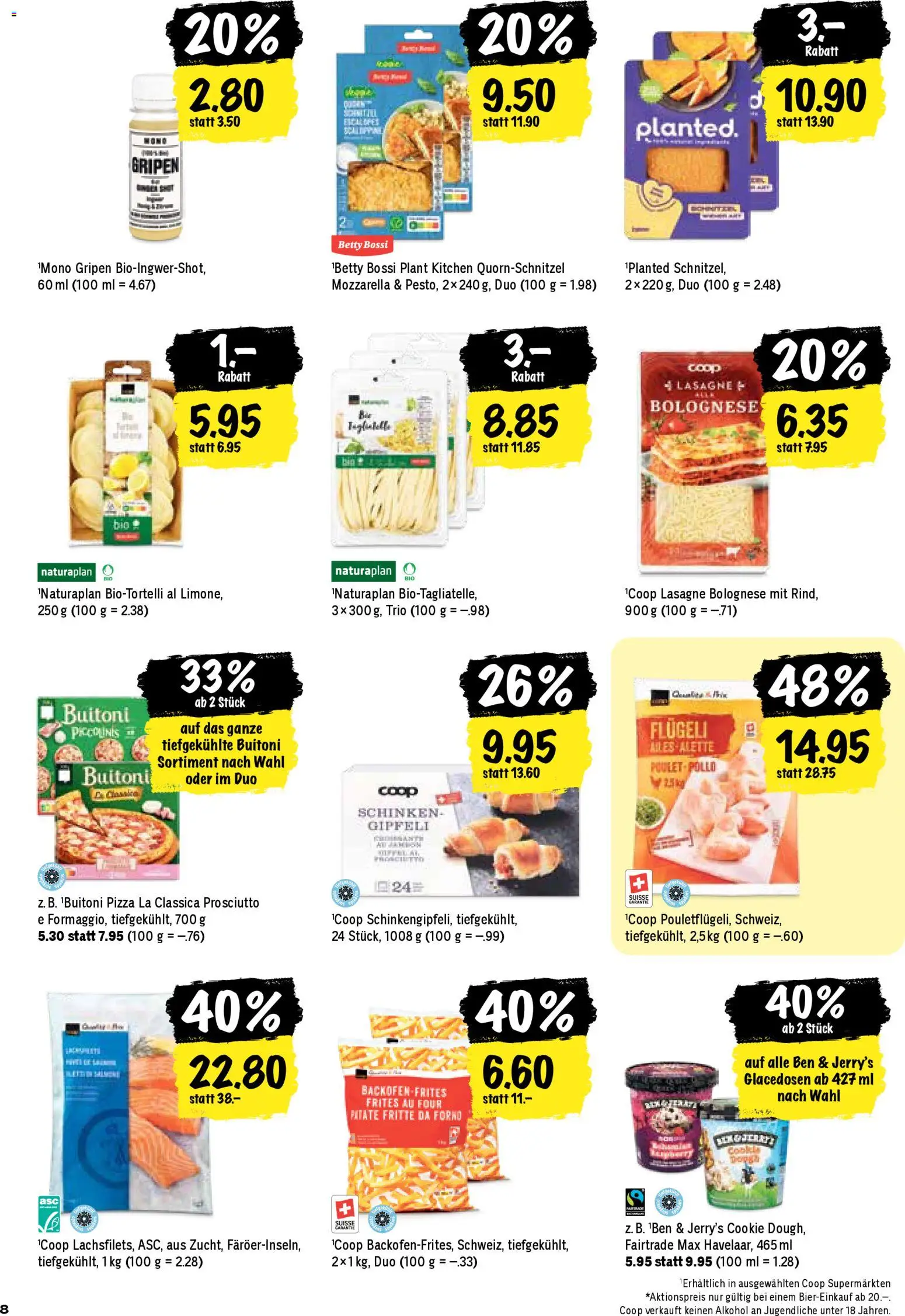 Coop Aktionen – gültig ab 20.11.2025 | Seite: 8 | Produkte: Gipfeli, Schinken, Pizza, Backofen