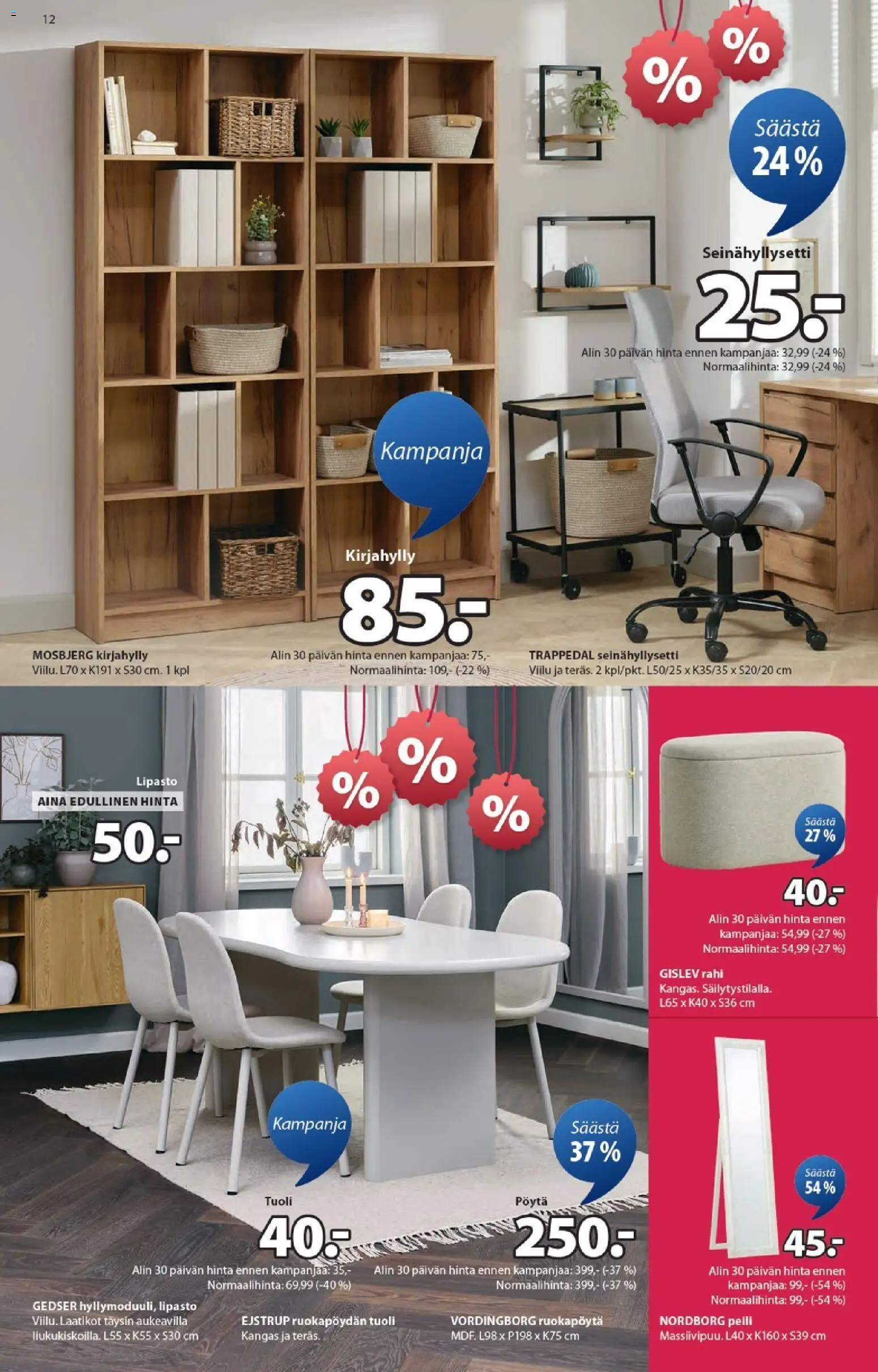JYSK - Tarjoukset – voimassa 15.01.2026 alkaen | Sivu: 12 | Tuotteet: Rahi, Kangas, Tuoli, Kirjahylly
