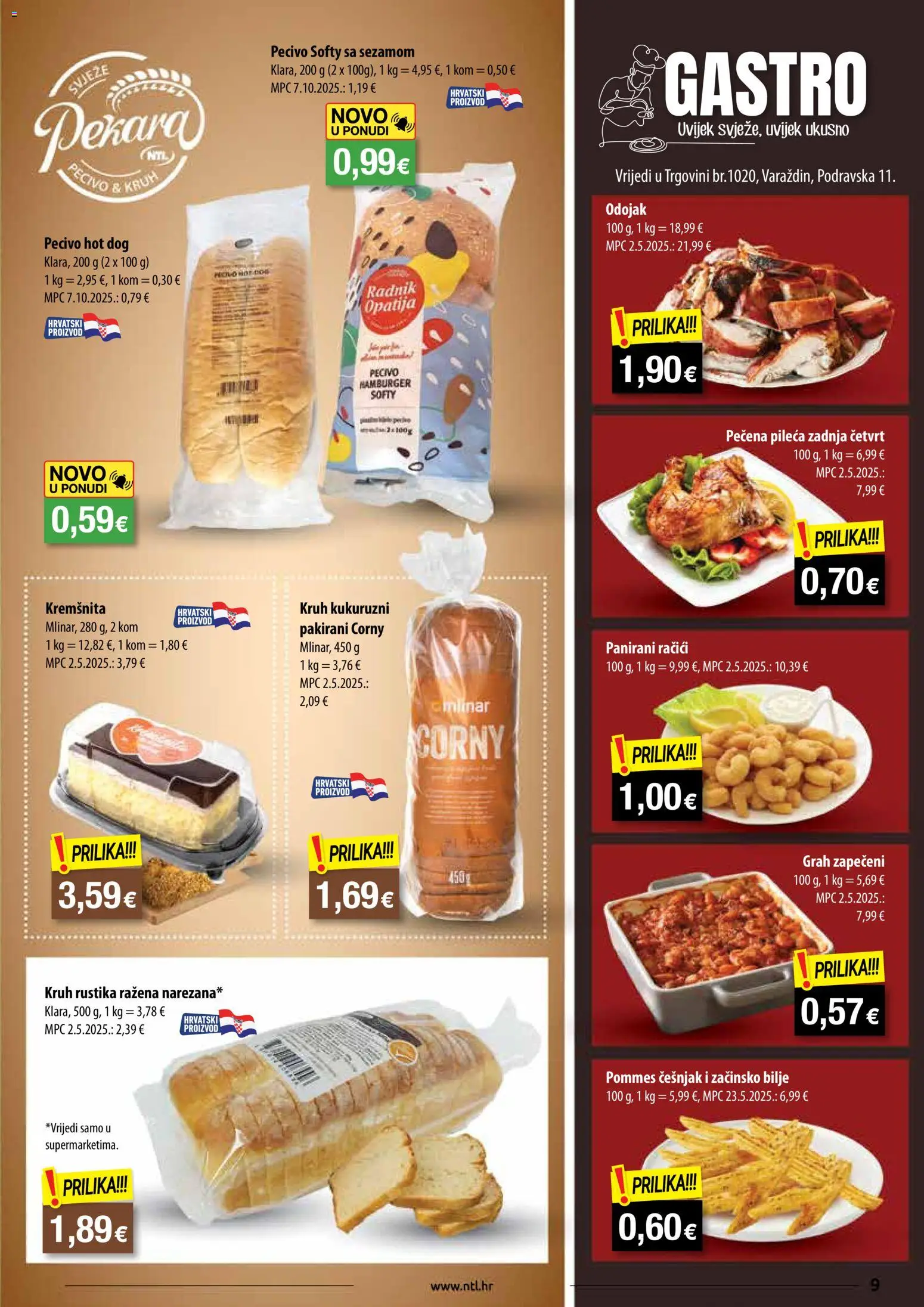 NTL katalog | vrijedi od 19.11.2025 | Stranica: 9 | Proizvodi: Odojak, Kruh, Grah, Hamburger