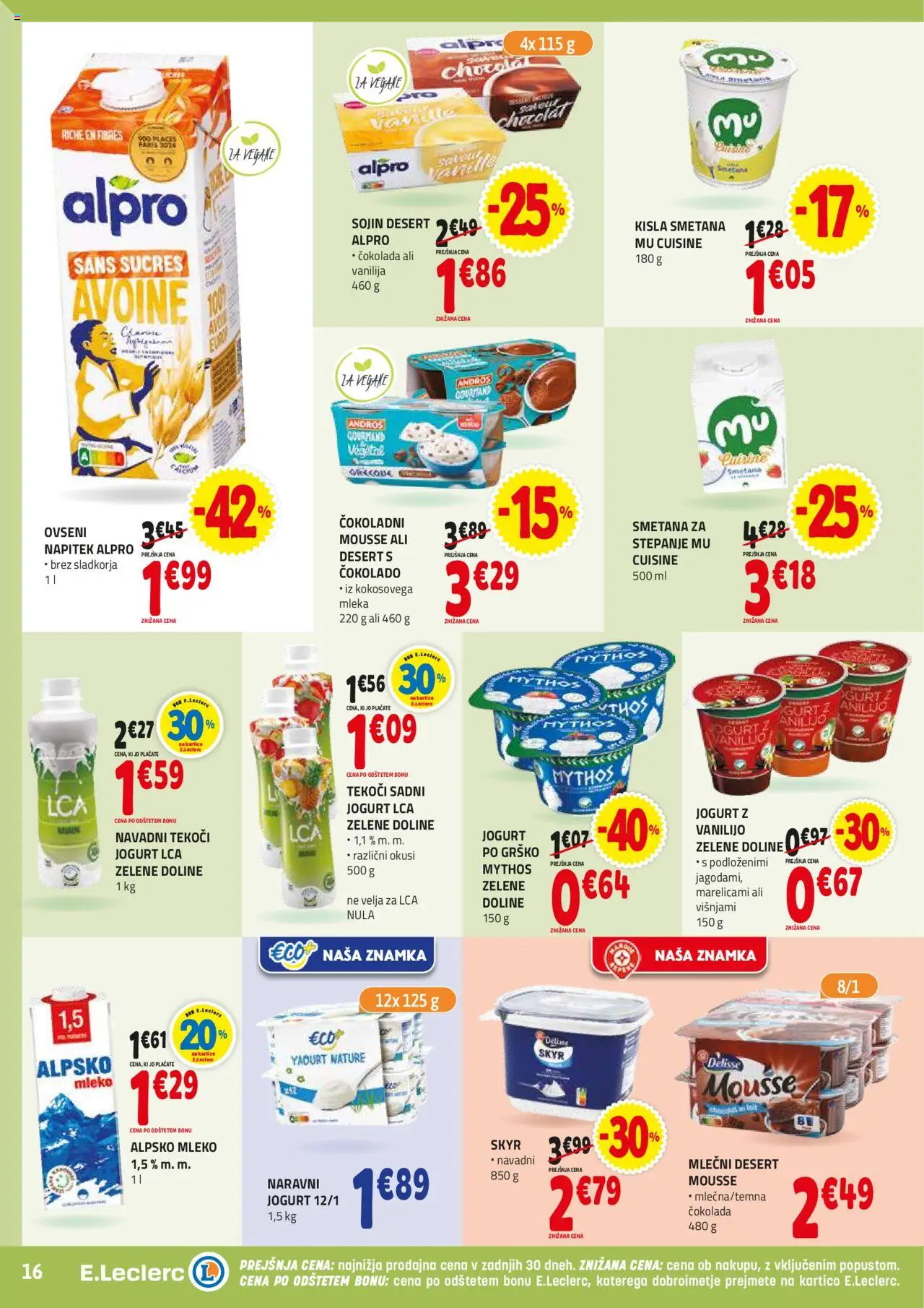 Novi E.leclerc katalog ponudbe – veljaven od 01.10.2025 | Stran: 16 | Izdelki: Mleko, Cokolada, Kisla smetana, Smetana