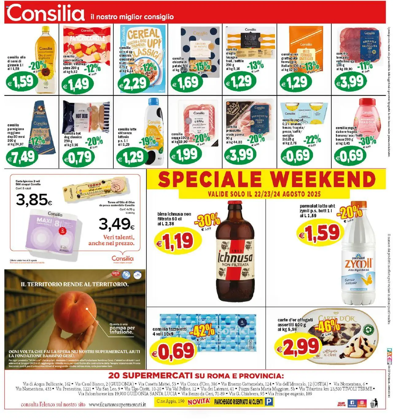 Volantino Il Castoro del 18.08.2025 | Pagina: 20 | Prodotti: Latte, Prosciutto, Tonno, Letto