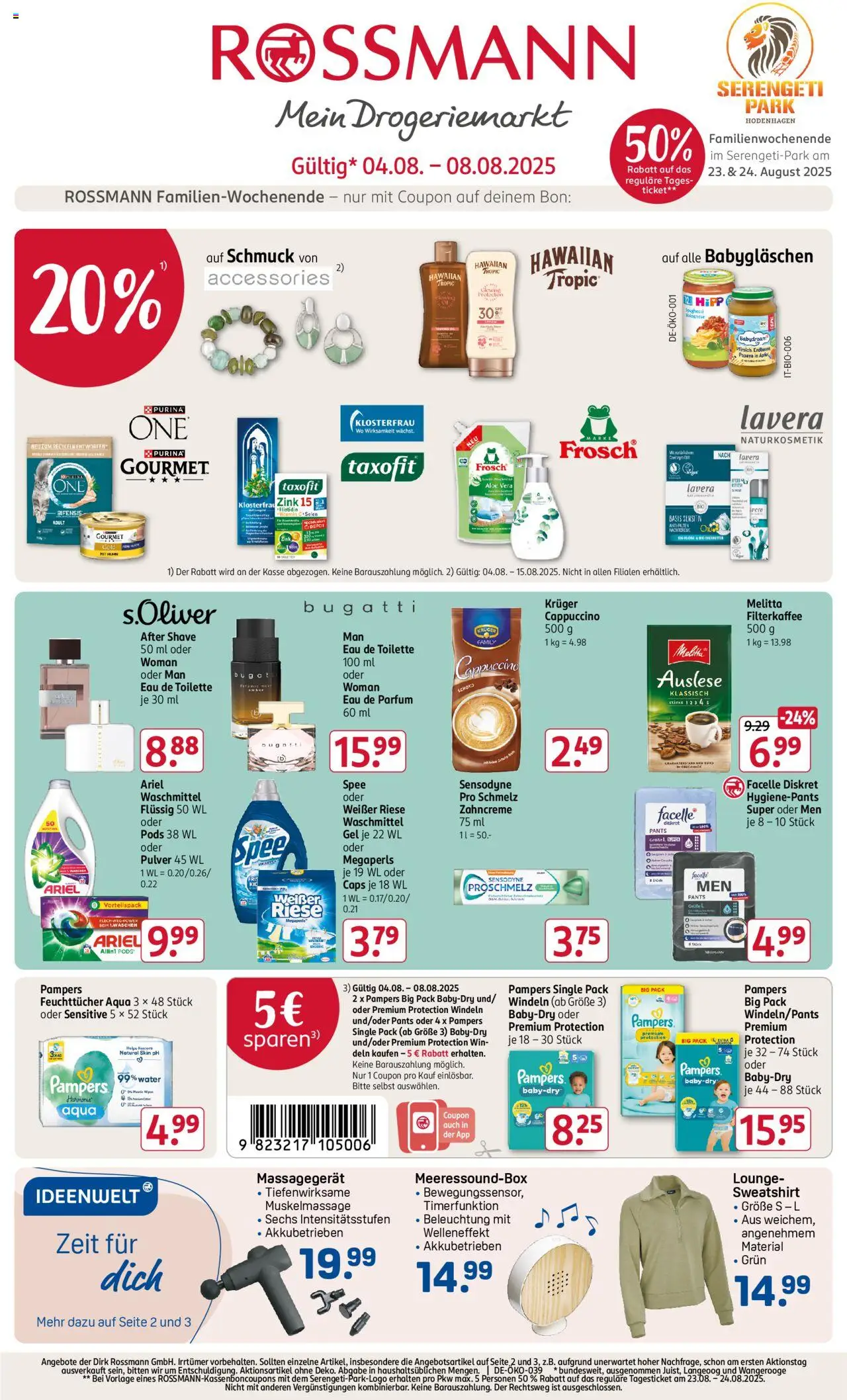 Rossmann Prospekt 	 - gültig ab dem 04.08.2025 | Seite: 1 | Produkte: Katzenfutter, Ariel, Box, Spee