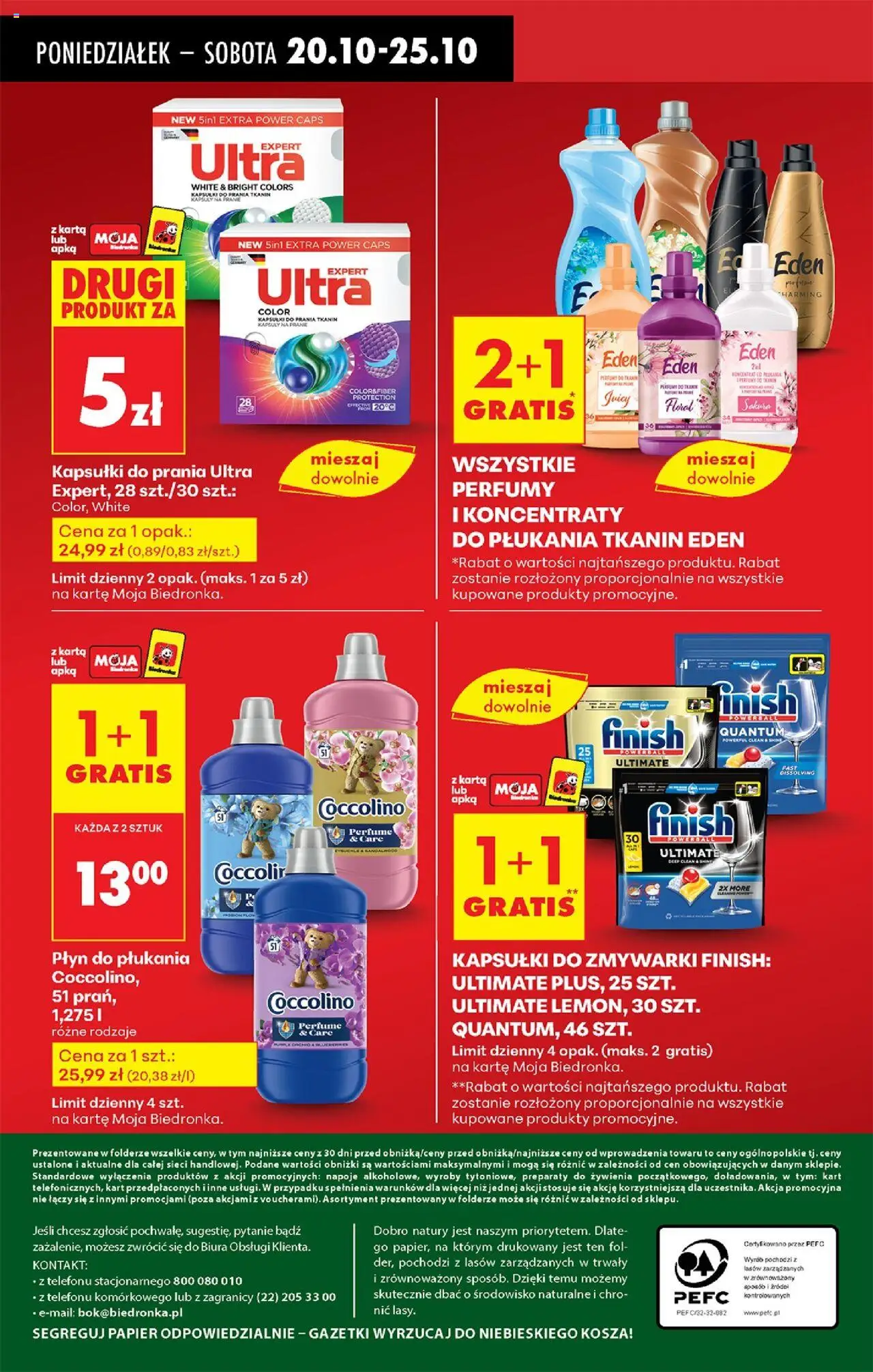 Biedronka gazetka od 20.10.2025 | Strona: 76 | Produkty: Karta, Kapsułki do prania ultra, Perfumy, Finish