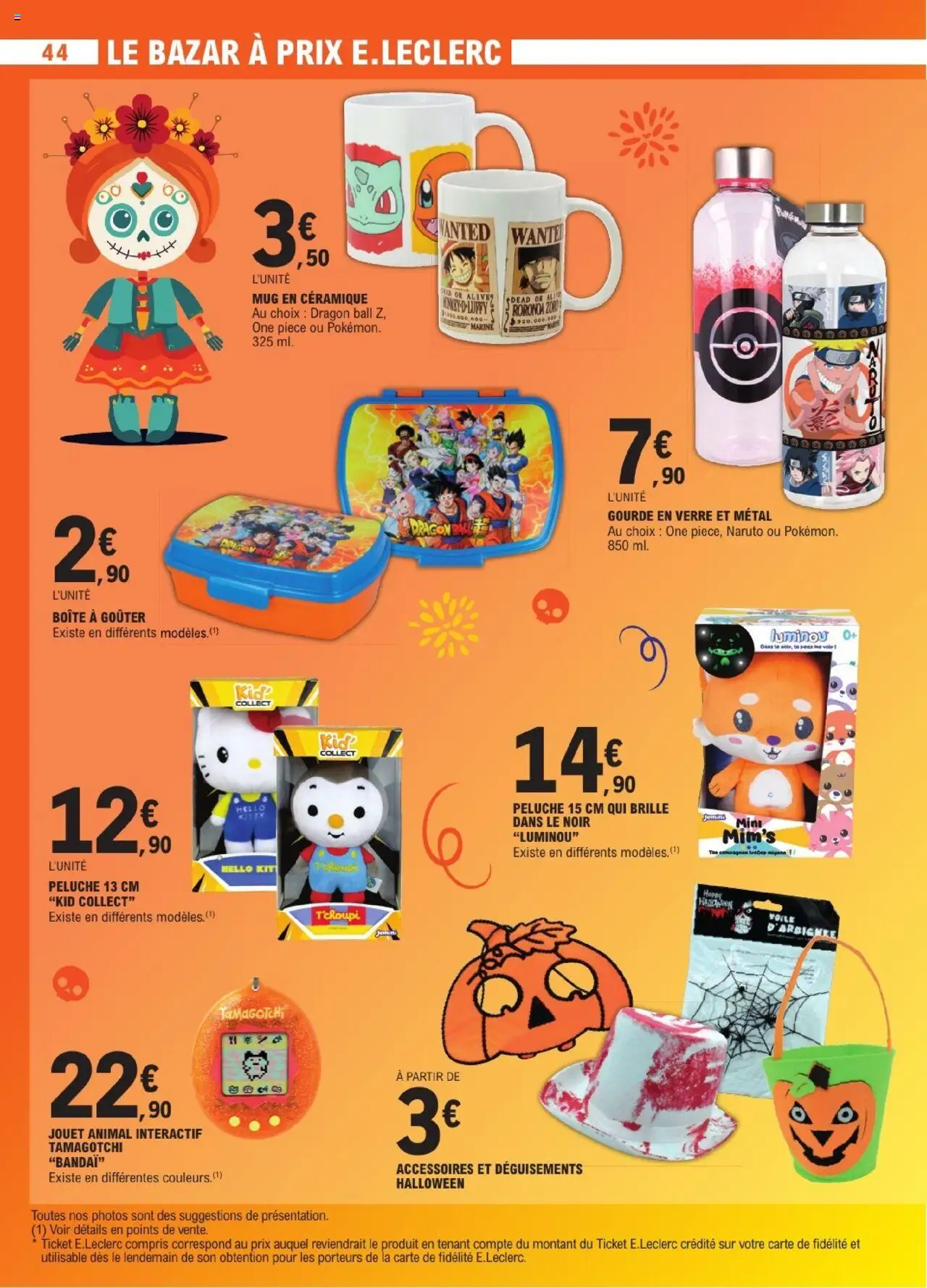 {H1} | Page: 44 | Produits: Peluche, Gourde, Costume