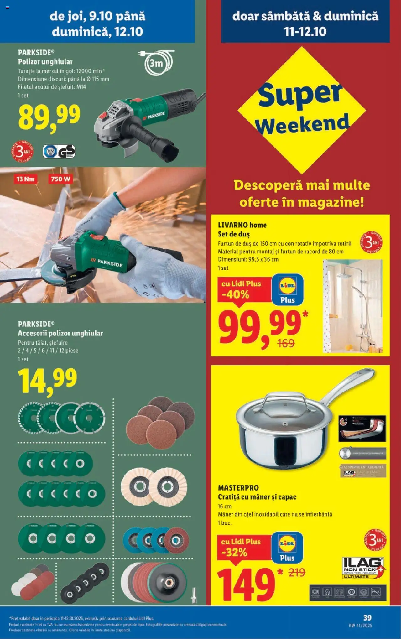 Noul catalog Lidl – valabil de la 06.10.2025 | Pagină: 39 | Produse: Cratiță, Polizor, Mâner, Duș