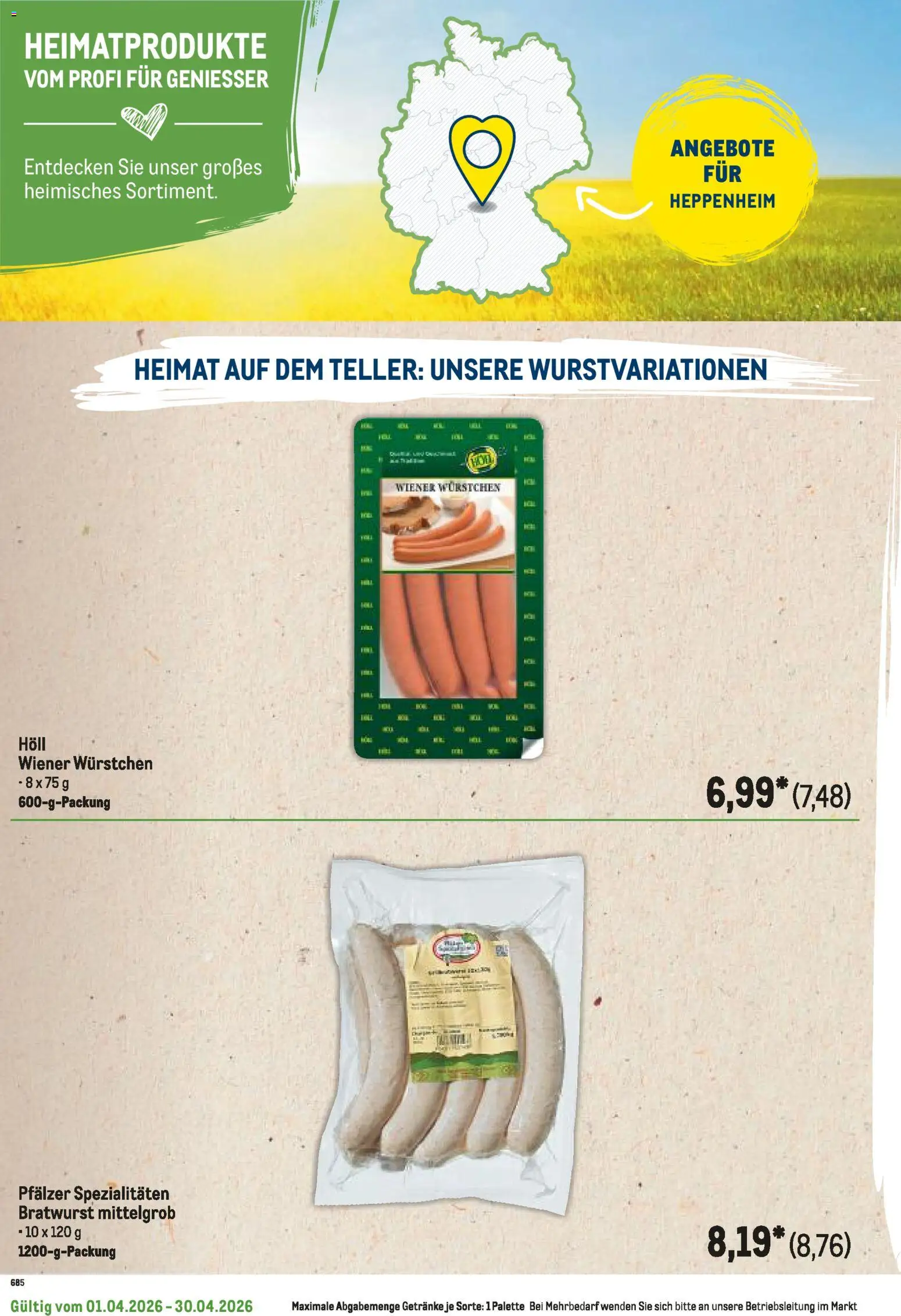 Metro Regionaler Flyer – gültig ab 01.04.2026 | Seite: 62 | Produkte: Wiener wurstchen, Bratwurst