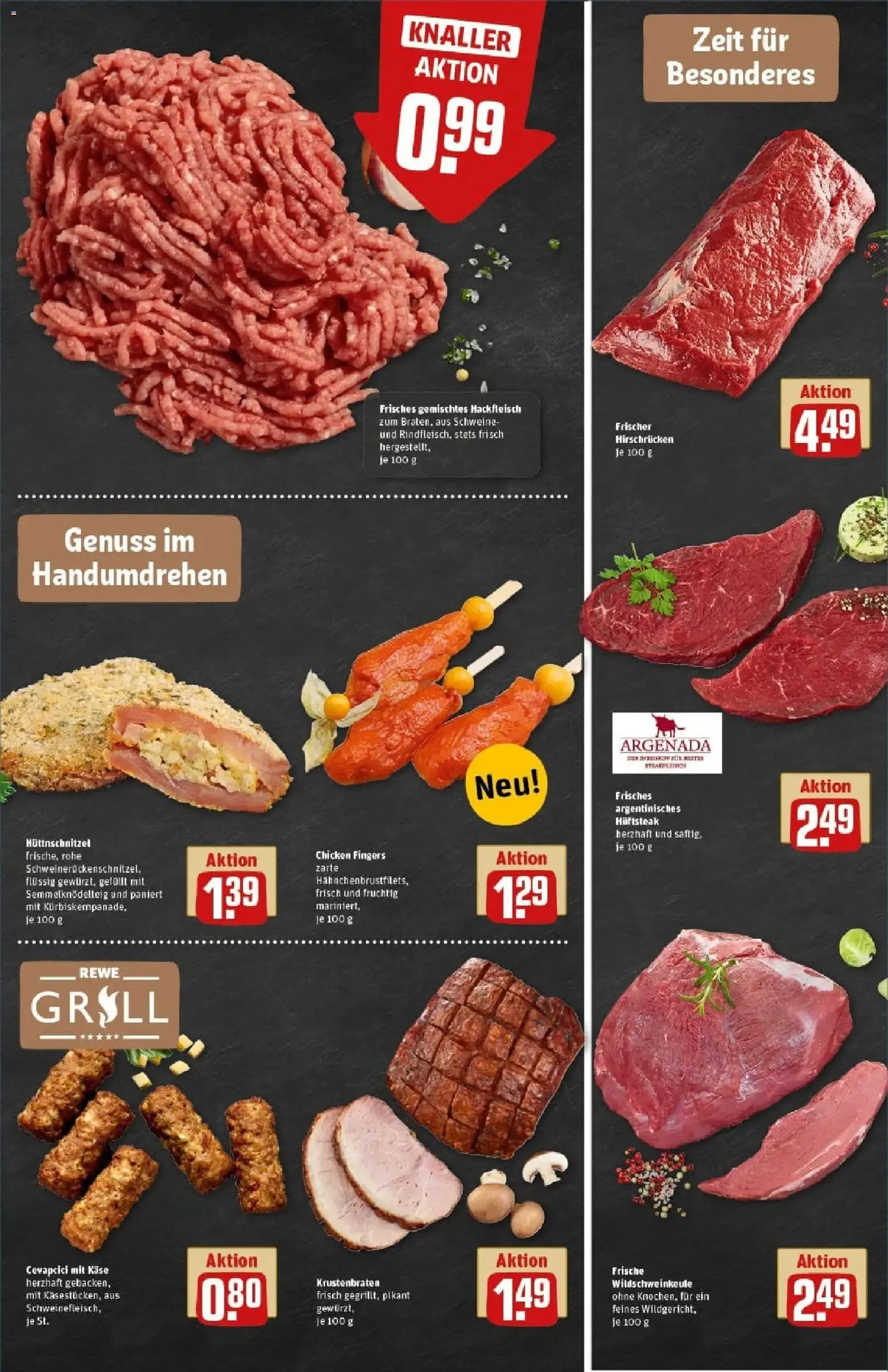 Rewe prospekt Moers	 – gültig ab 23.11.2025 | Seite: 9 | Produkte: Grill, Käse, Steak, Hackfleisch