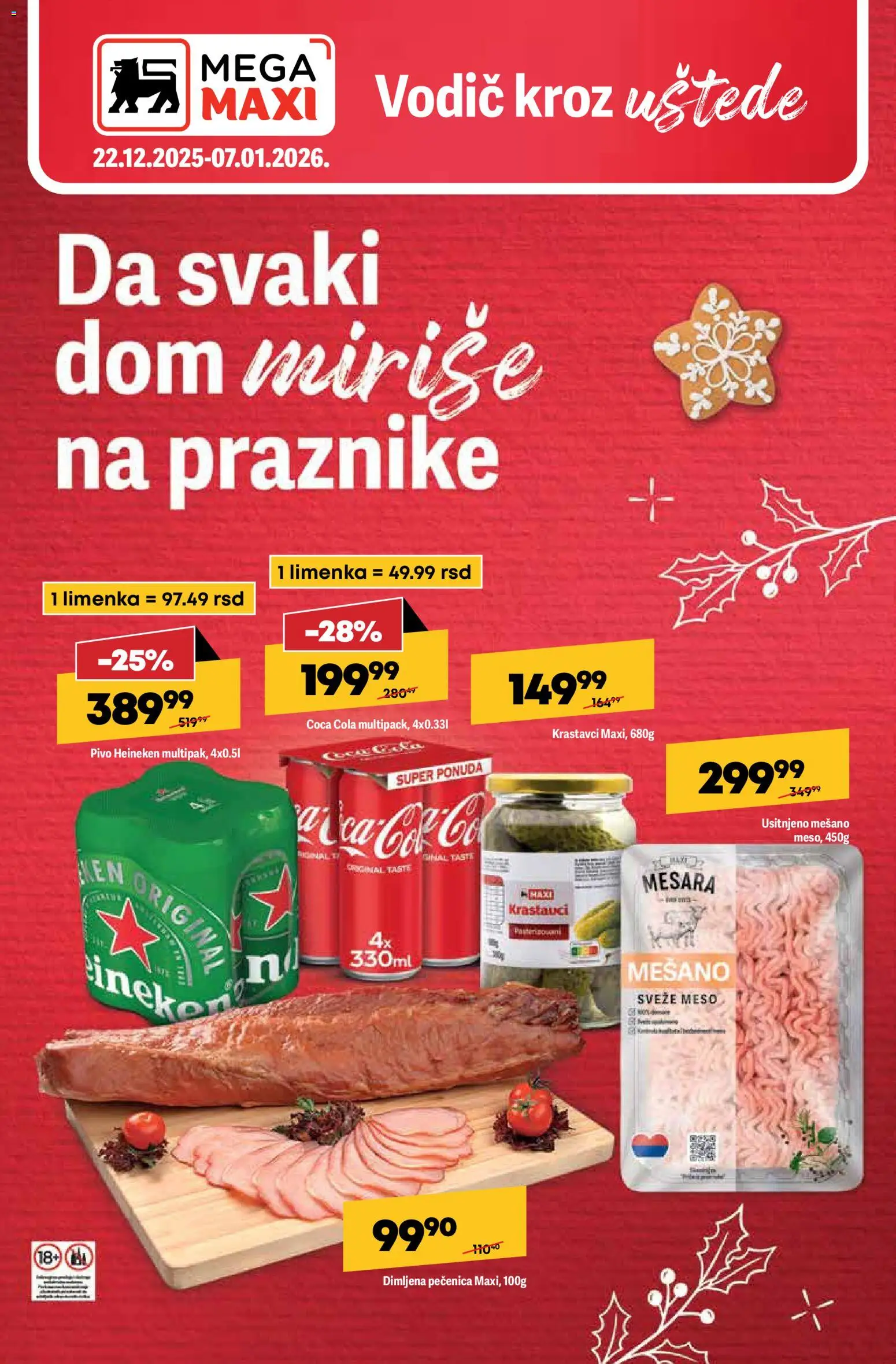 Mega Maxi katalog - važi od 22.12.2025 | Strana: 1 | Proizvode: Coca Cola, Heineken, Krastavci, Pivo