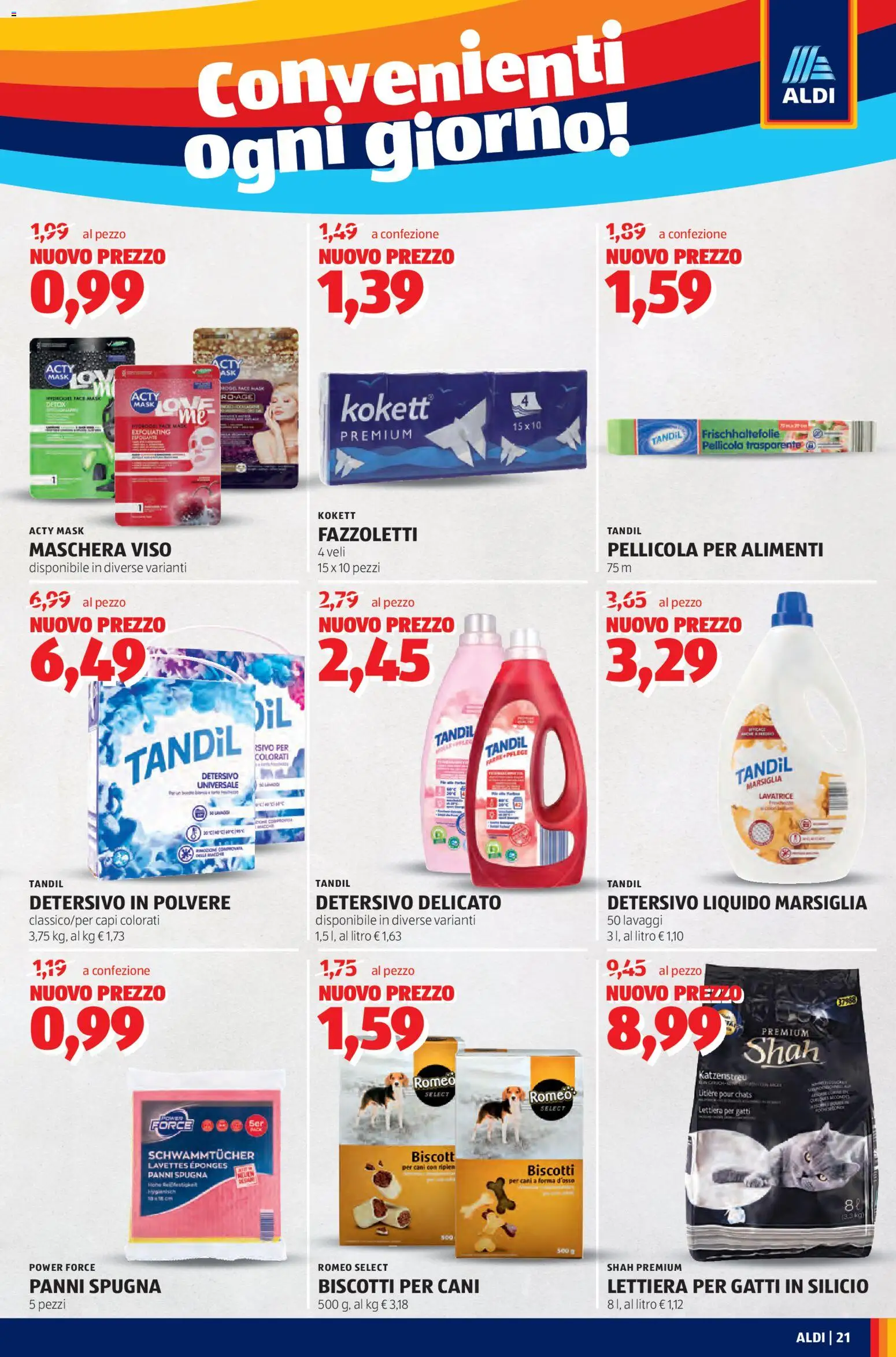 Volantino Aldi del 03.11.2025 | Pagina: 21 | Prodotti: Maschera, Detersivo in polvere, Maschera viso, Pellicola