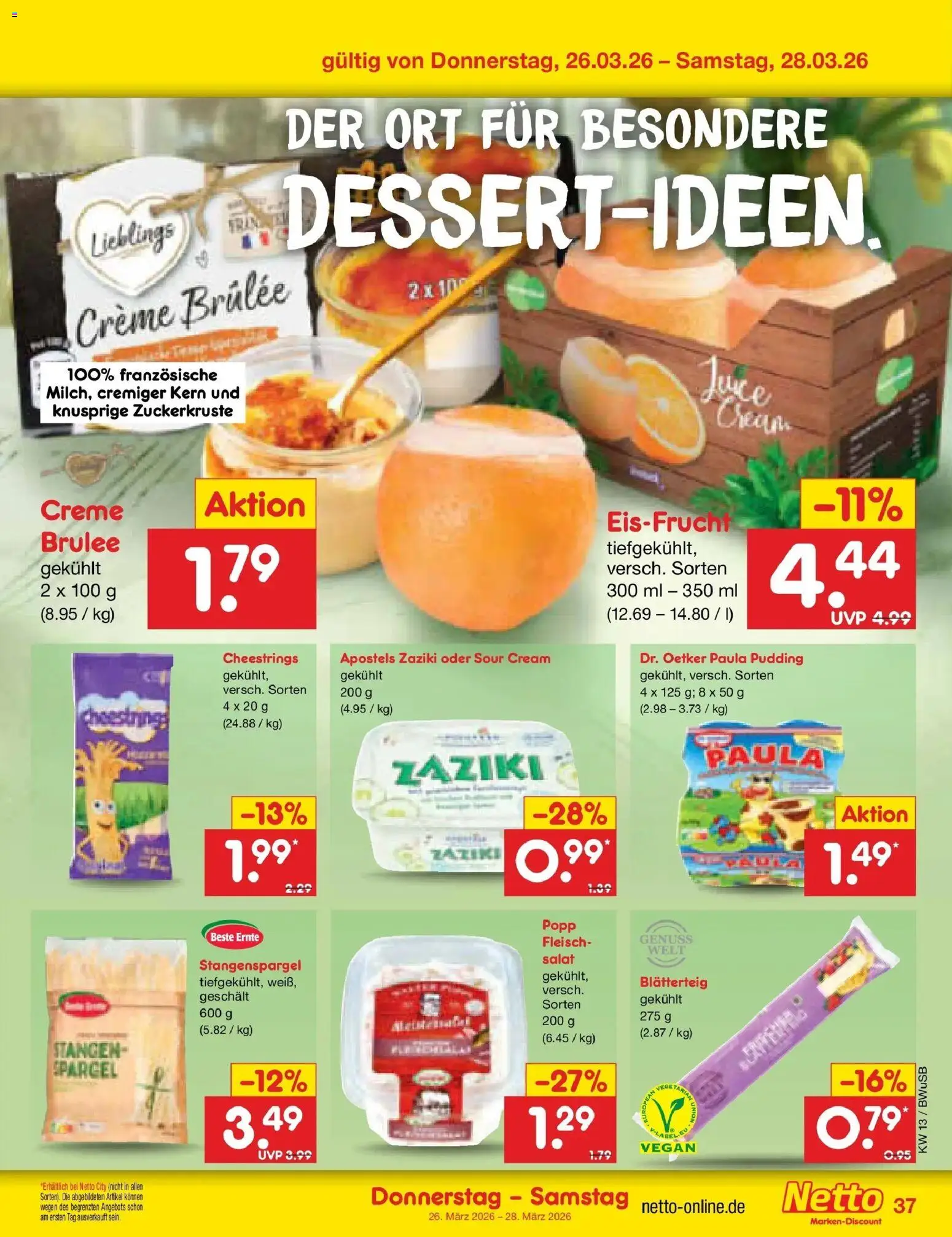 Netto Marken-Discount Prospekt Stemwede-Dielingen	 – gültig ab 23.03.2026 | Seite: 53 | Produkte: Pudding, Creme brulee, Fleisch, Salat