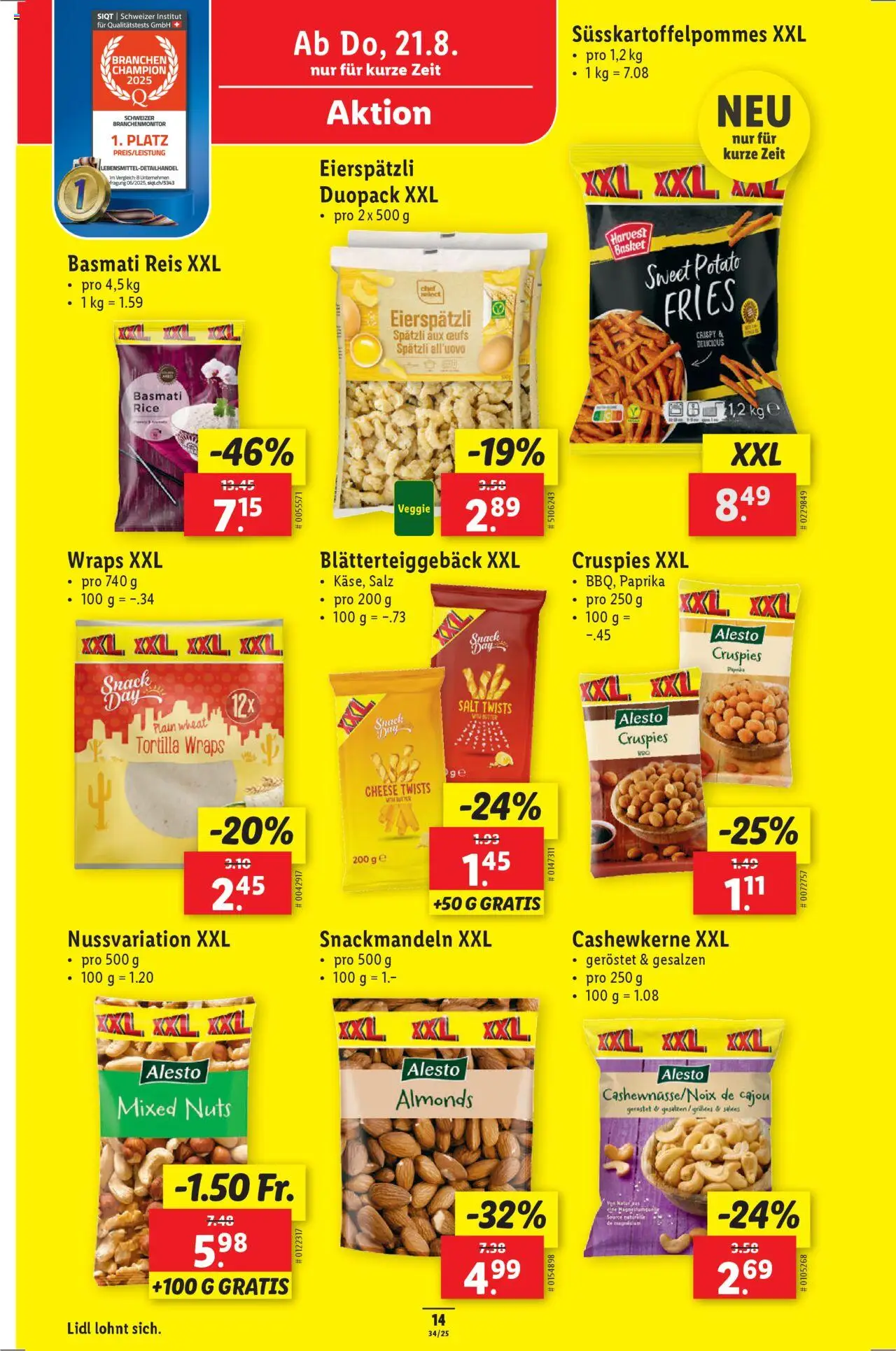 Lidl Aktionen ab 21.08.2025 | Seite: 16 | Produkte: Reis, Salz