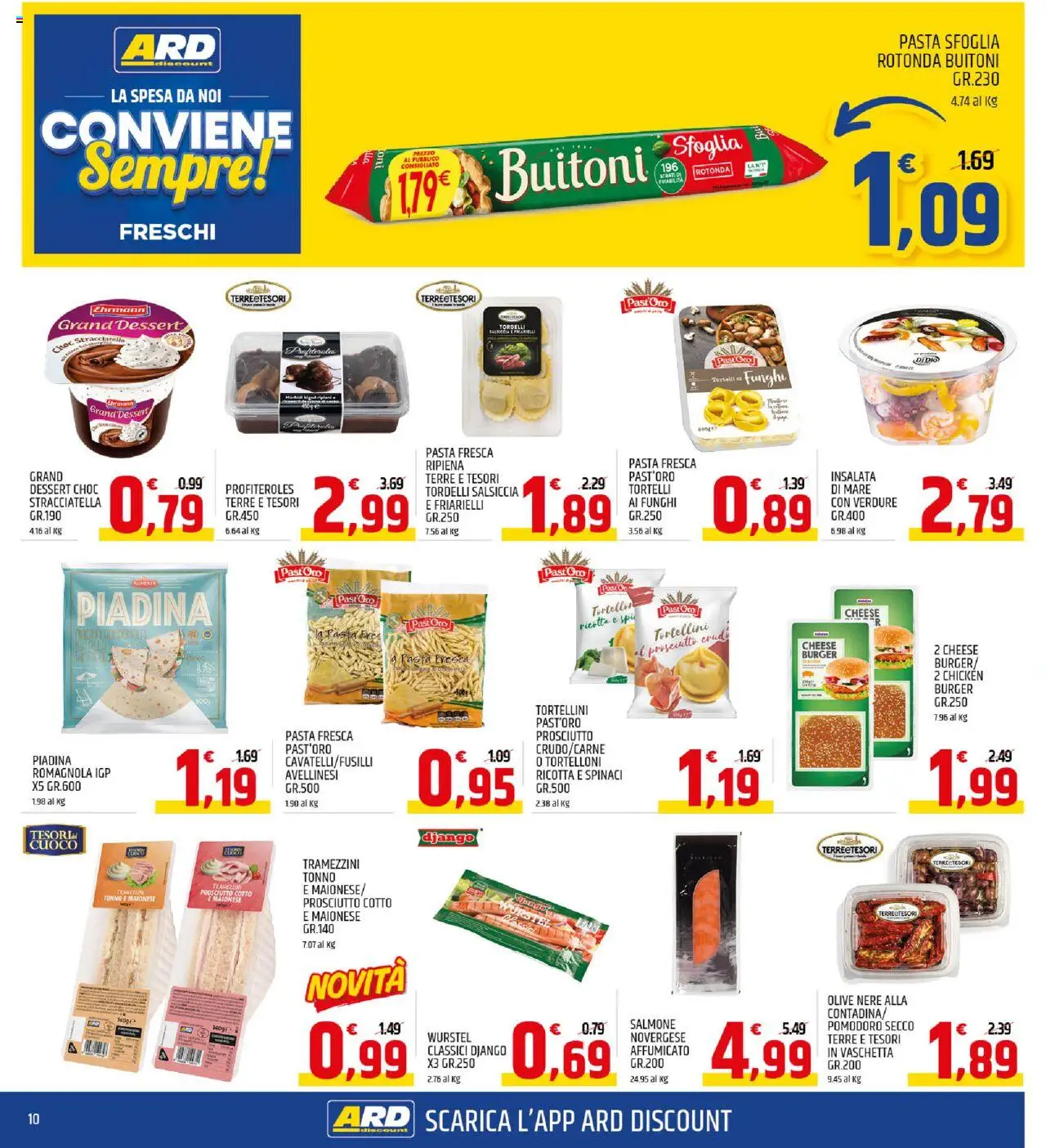 Volantino ARD Discount del 22.09.2025 | Pagina: 10 | Prodotti: Prosciutto Cotto, Tonno, Friarielli, Stracciatella