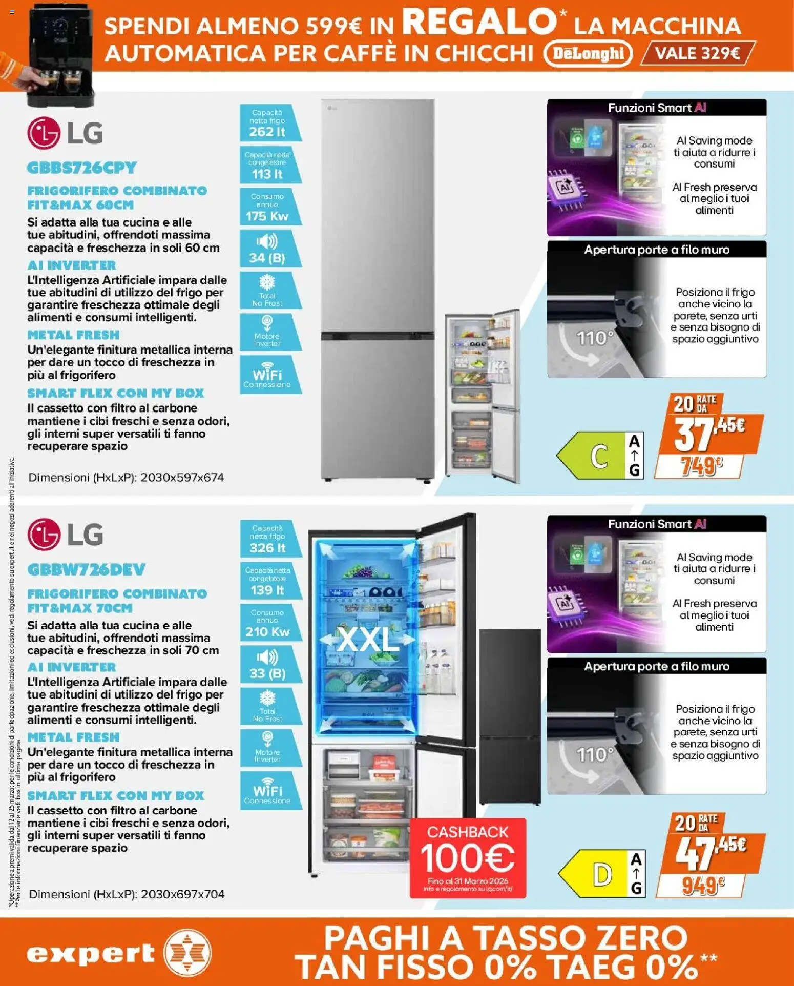 Volantino Expert del 12.03.2026 | Pagina: 9 | Prodotti: Caffè, Frigorifero, Congelatore, Frigorifero combinato