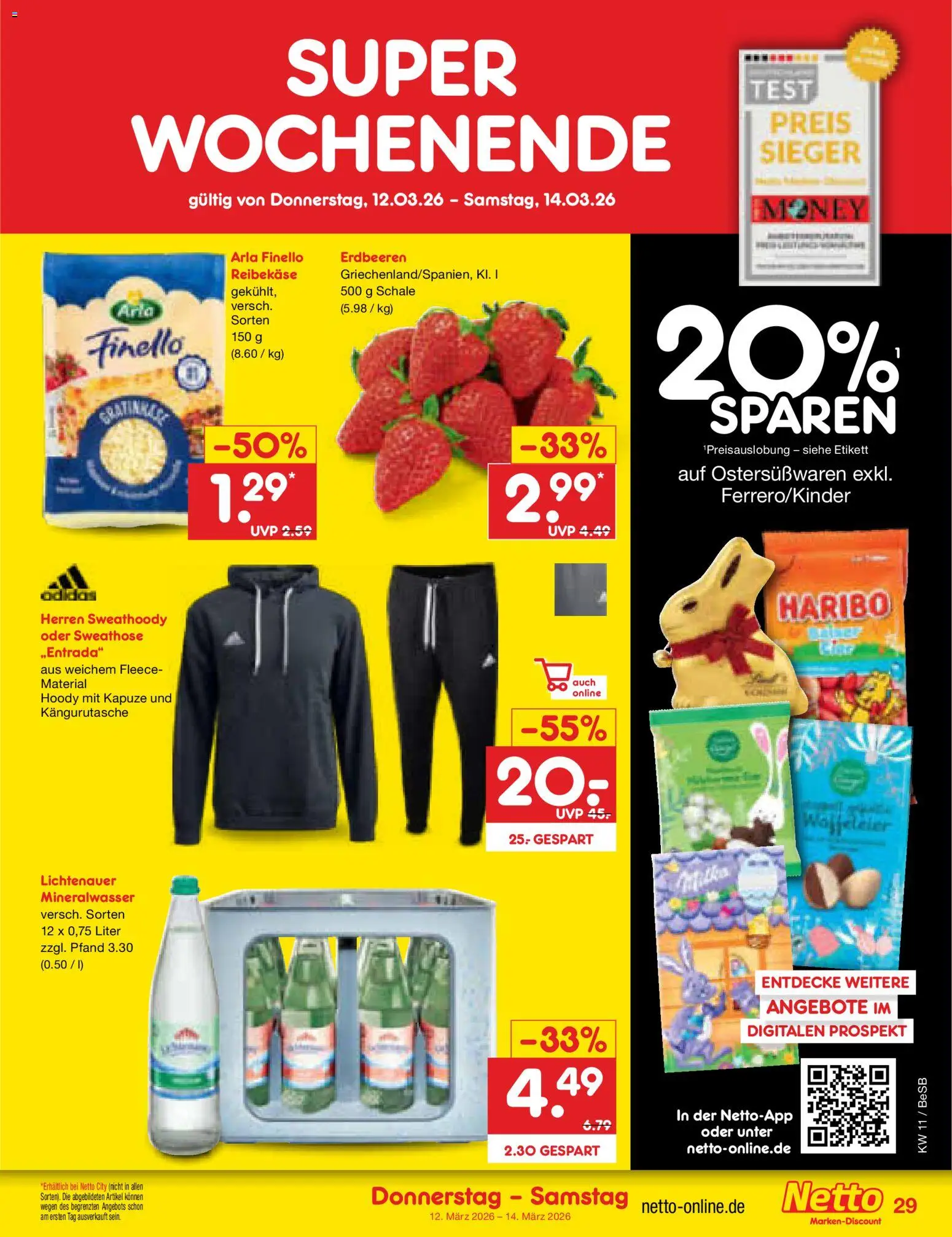 Netto Marken-Discount Prospekt 	 – gültig ab 09.03.2026 | Seite: 45 | Produkte: Sweathose, Haribo, Mineralwasser, Erdbeeren