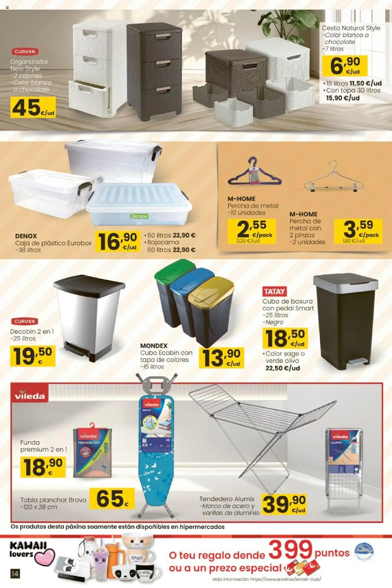 Eroski - Ahorra más con el Plan Renove │ válido desde el 18.09.2025 | Página: 14 | Productos: Tendedero, Caja, Διακόπτης κυκλώματος, Cesta