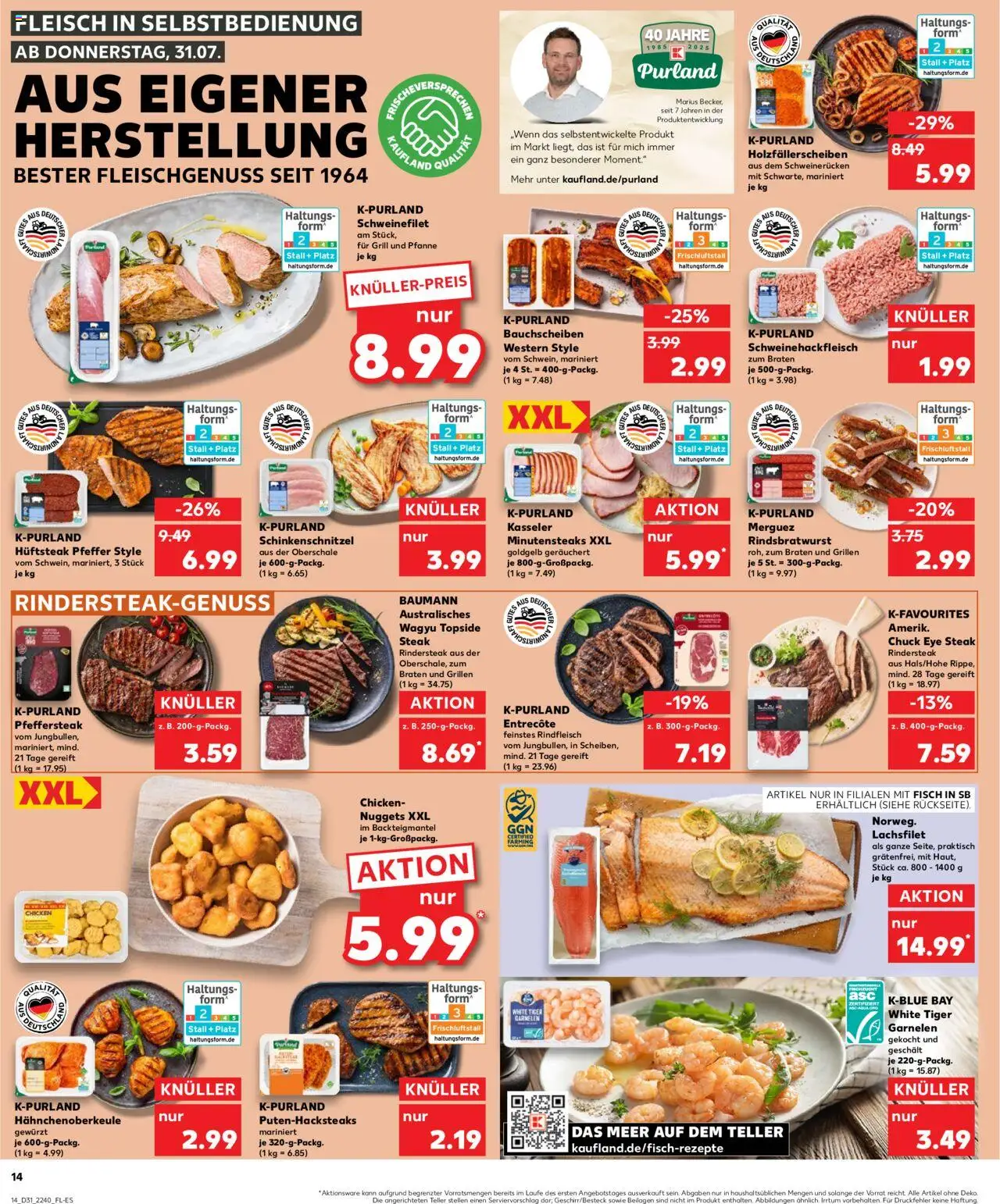 Kaufland prospekt Stuttgart	 - gültig ab dem 31.07.2025 | Seite: 14 | Produkte: Grill, Schweinefilet, Schweinerucken, Tiger garnelen