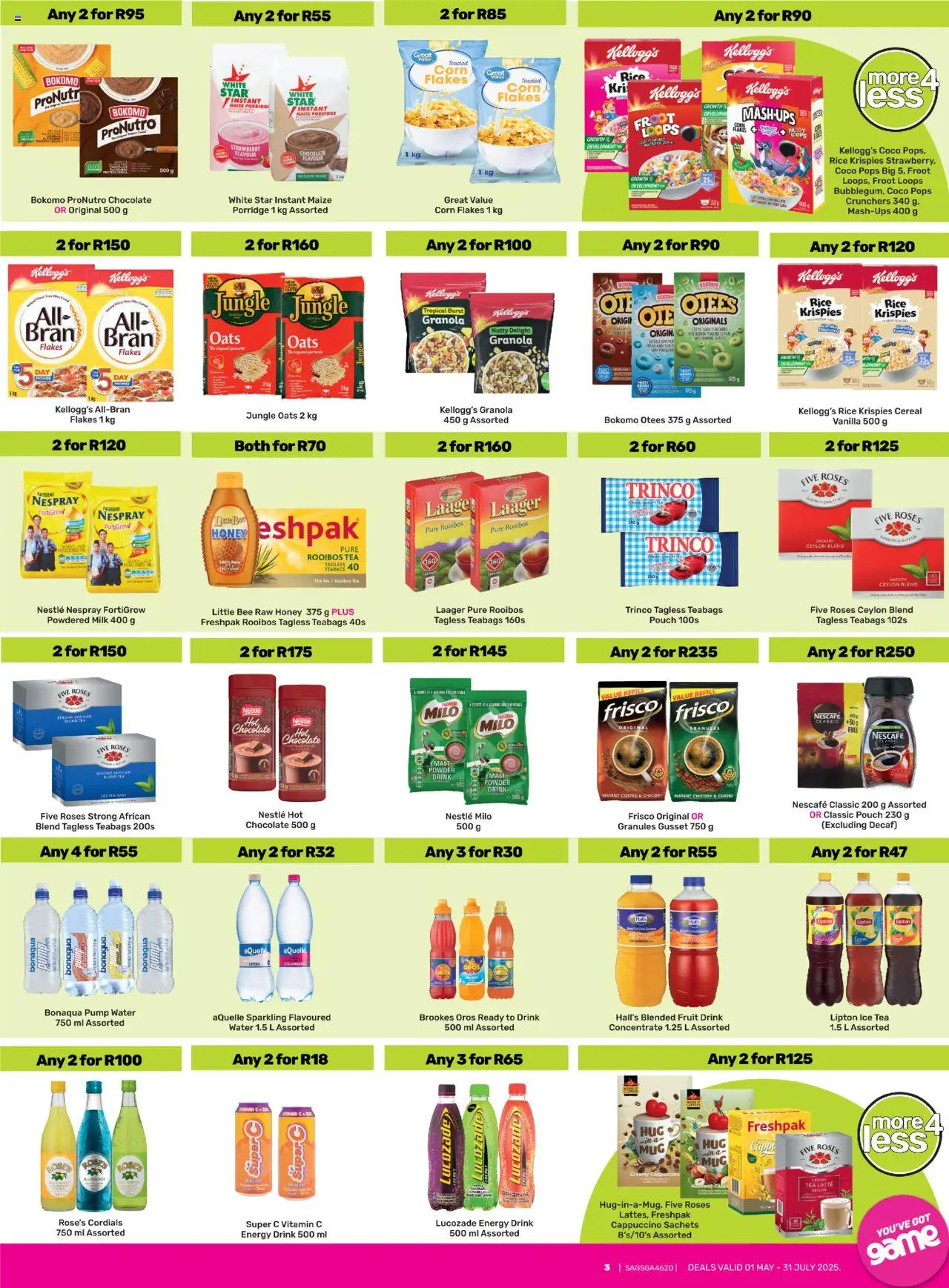 Game More 4 Less │ valid from 01.05.2025 | Page: 3 | Products: Corn, Oats, Coffee, Flakes