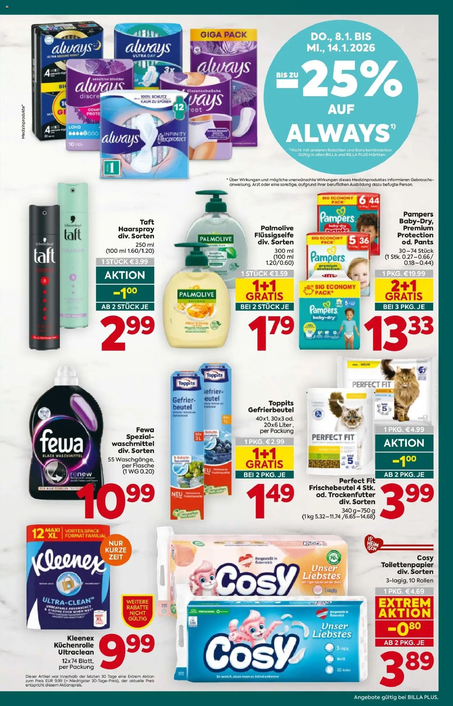 Billa Plus Flugblatt - Kärnten gültig ab 08.01.2026 | Seite: 19 | Produkte: Pampers, Haarspray, Waschmittel