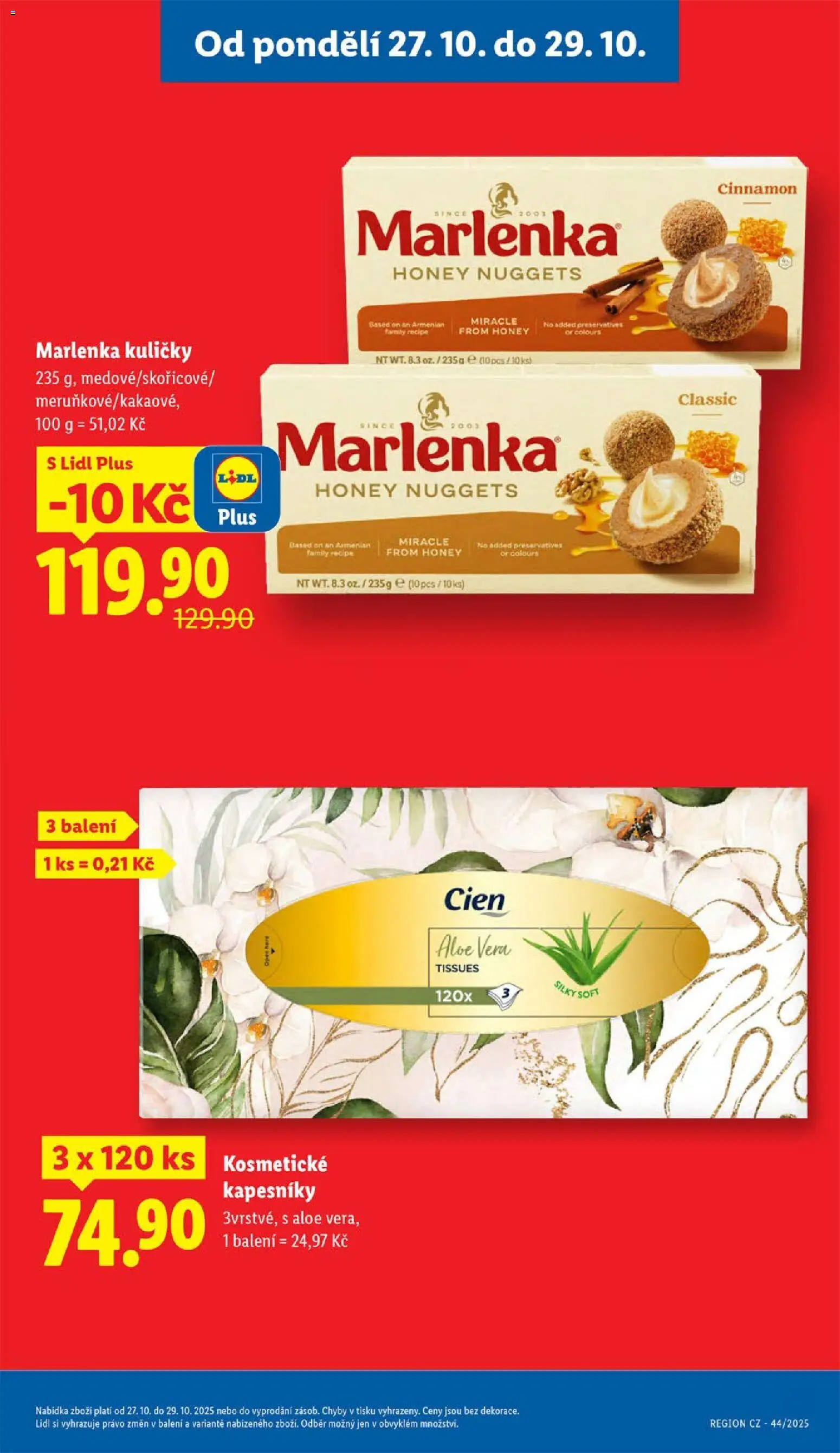 Lidl leták od 27.10.2025 | Strana: 5 | Produkty: Cien, Aloe vera, Kuličky, Marlenka