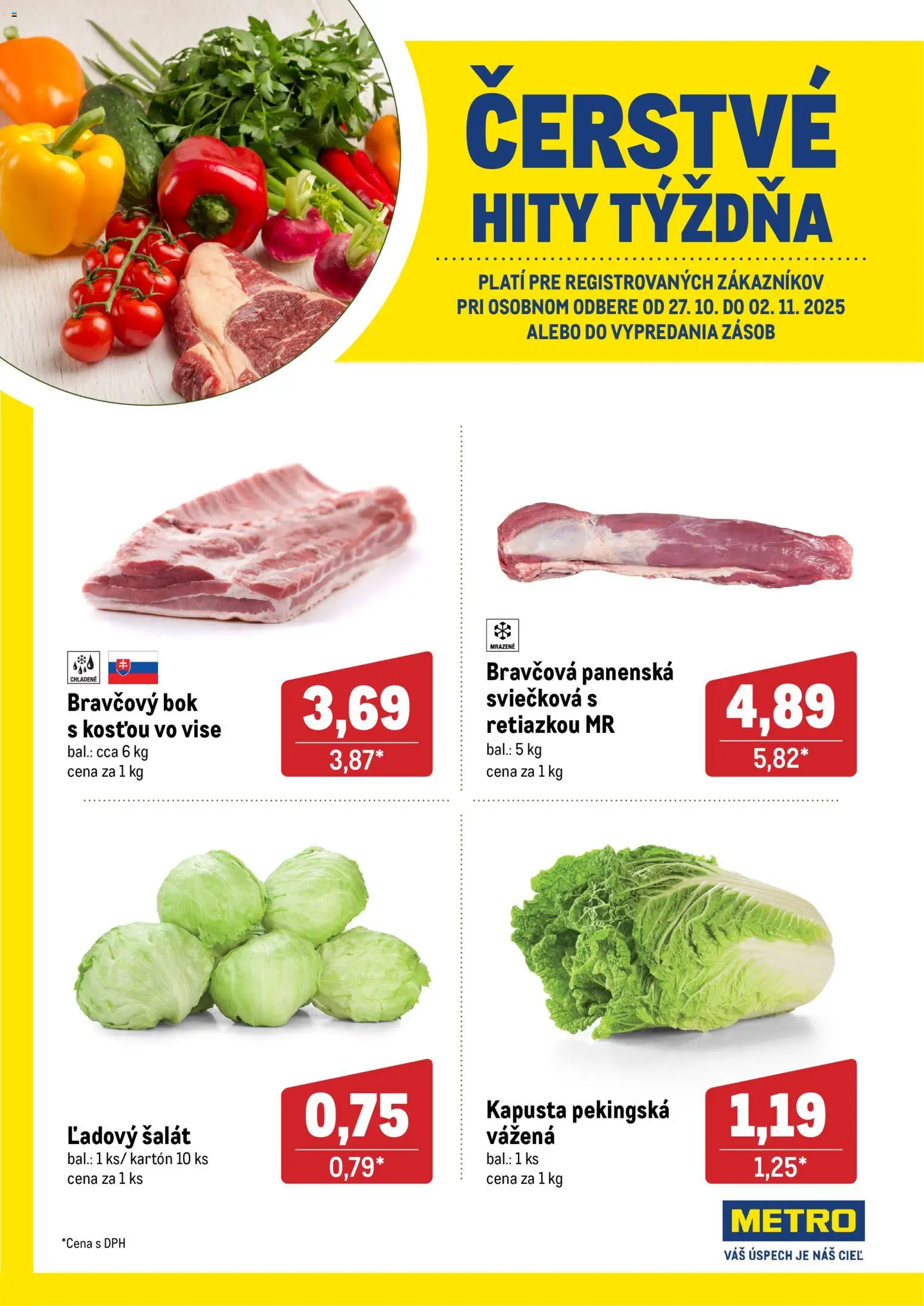 Nové Metro akcie – leták je platný od 27.10.2025 | Strana: 1 | Produkty: Kapusta, Šalát