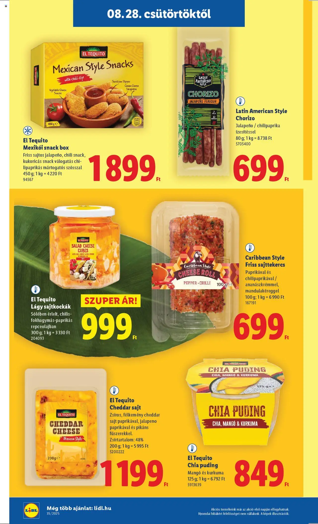 Lidl akciós ujság - amely érvényes a következő dátumtól: 28.08.2025 | Oldal: 26 | Termékek: Puding, Chorizo, Kurkuma, Jalapeno