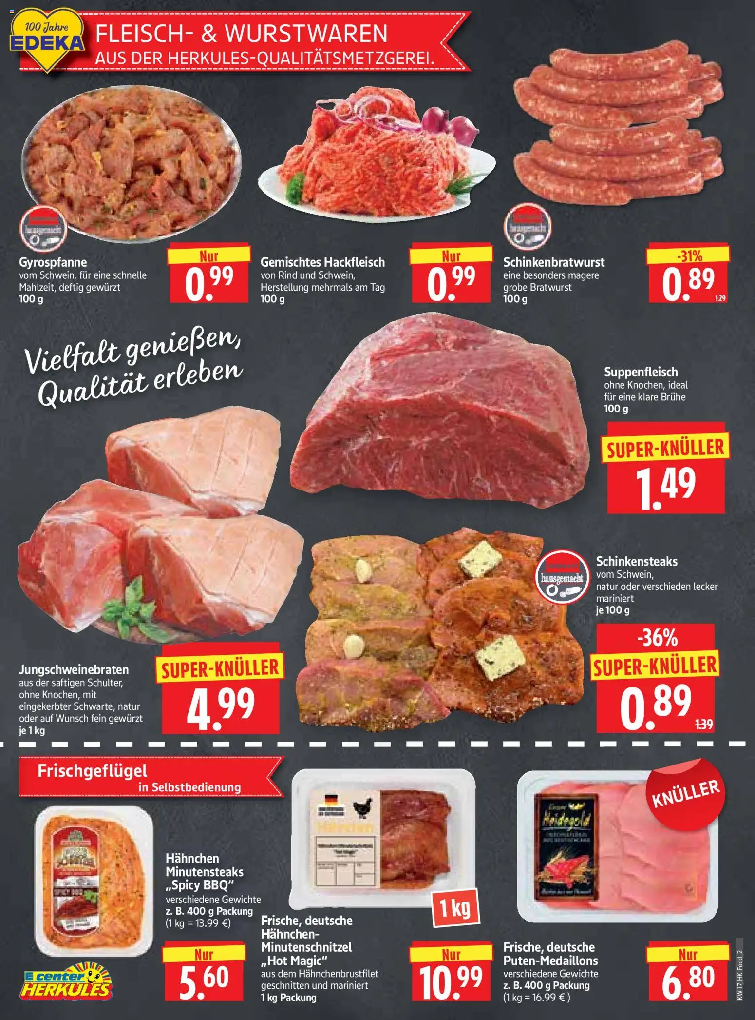 HERKULES Prospekt 	 – gültig ab 20.04.2026 | Seite: 2 | Produkte: Hahnchen, Bratwurst, Suppenfleisch, Fleisch
