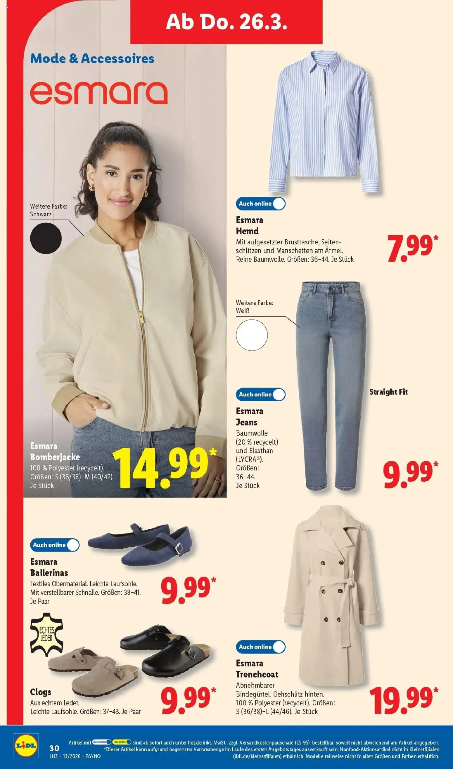 Lidl Prospekt Braunschweig – gültig ab 23.03.2026 | Seite: 46 | Produkte: Trenchcoat, Bomberjacke, Hemd, Ballerinas