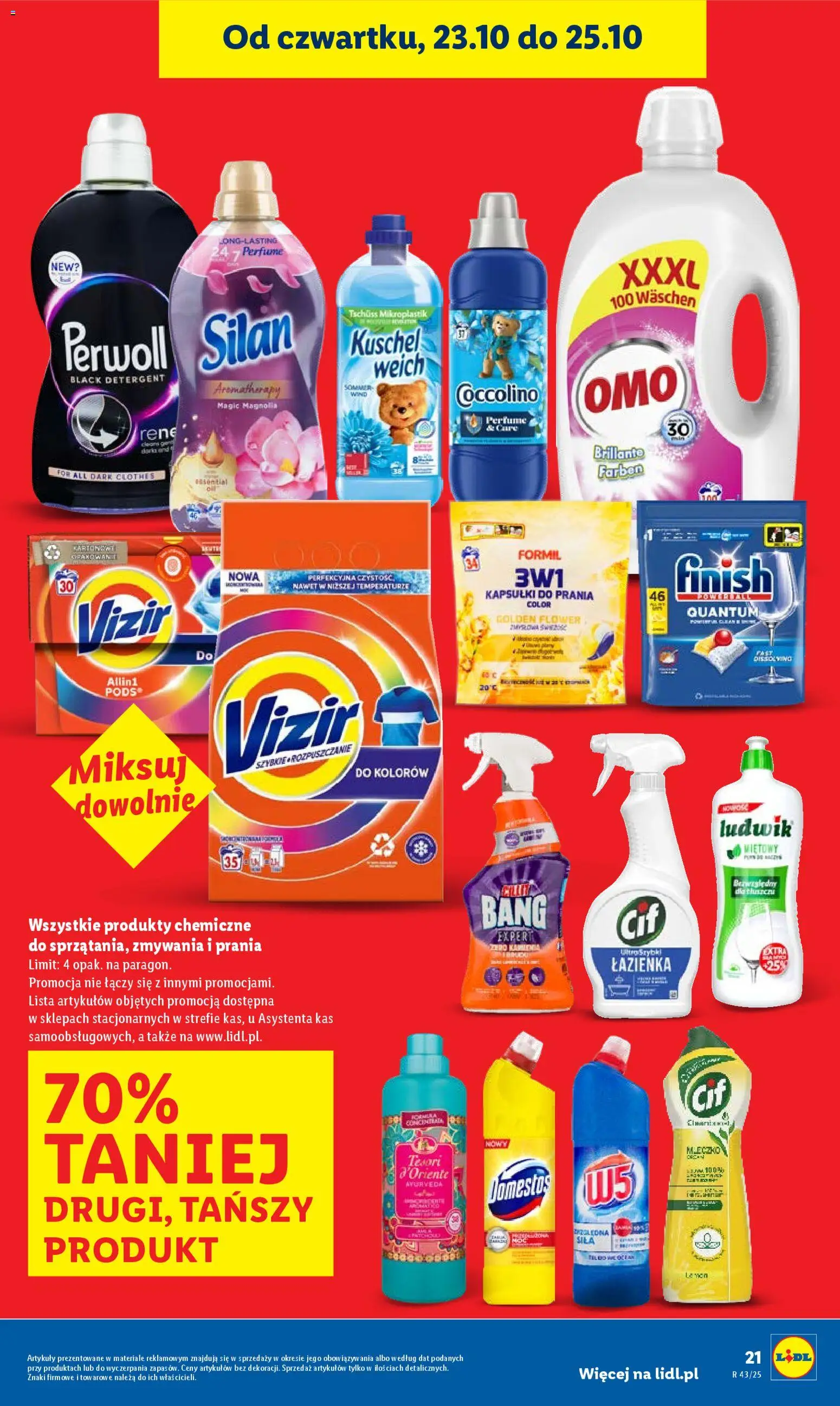 Lidl Gazetka od 23.10.2025 | Strona: 21 | Produkty: Cleaner, Coccolino, Kapsułki do prania, Finish