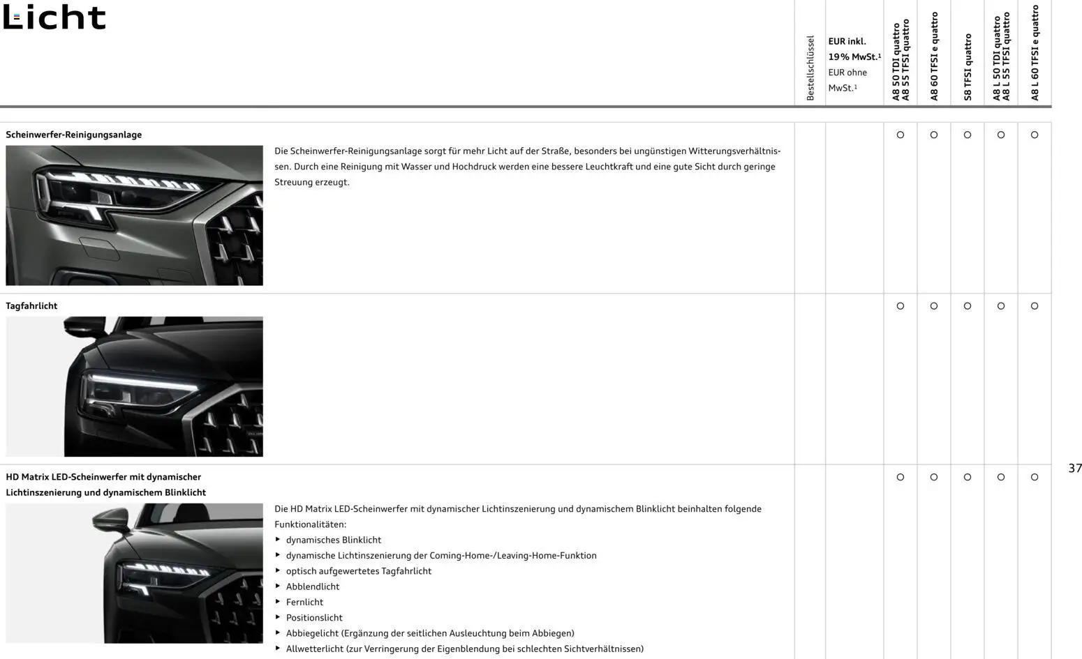 Audi A8 – gültig ab 28.10.2025 | Seite: 37 | Produkte: Wasser