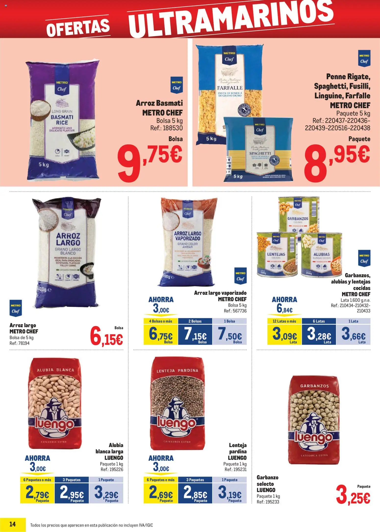 Makro - Precios Cataluña │ válido desde el 06.01.2026 | Página: 14 | Productos: Arroz, Pasta, Bolsa, Δαχτυλίδι φωτός